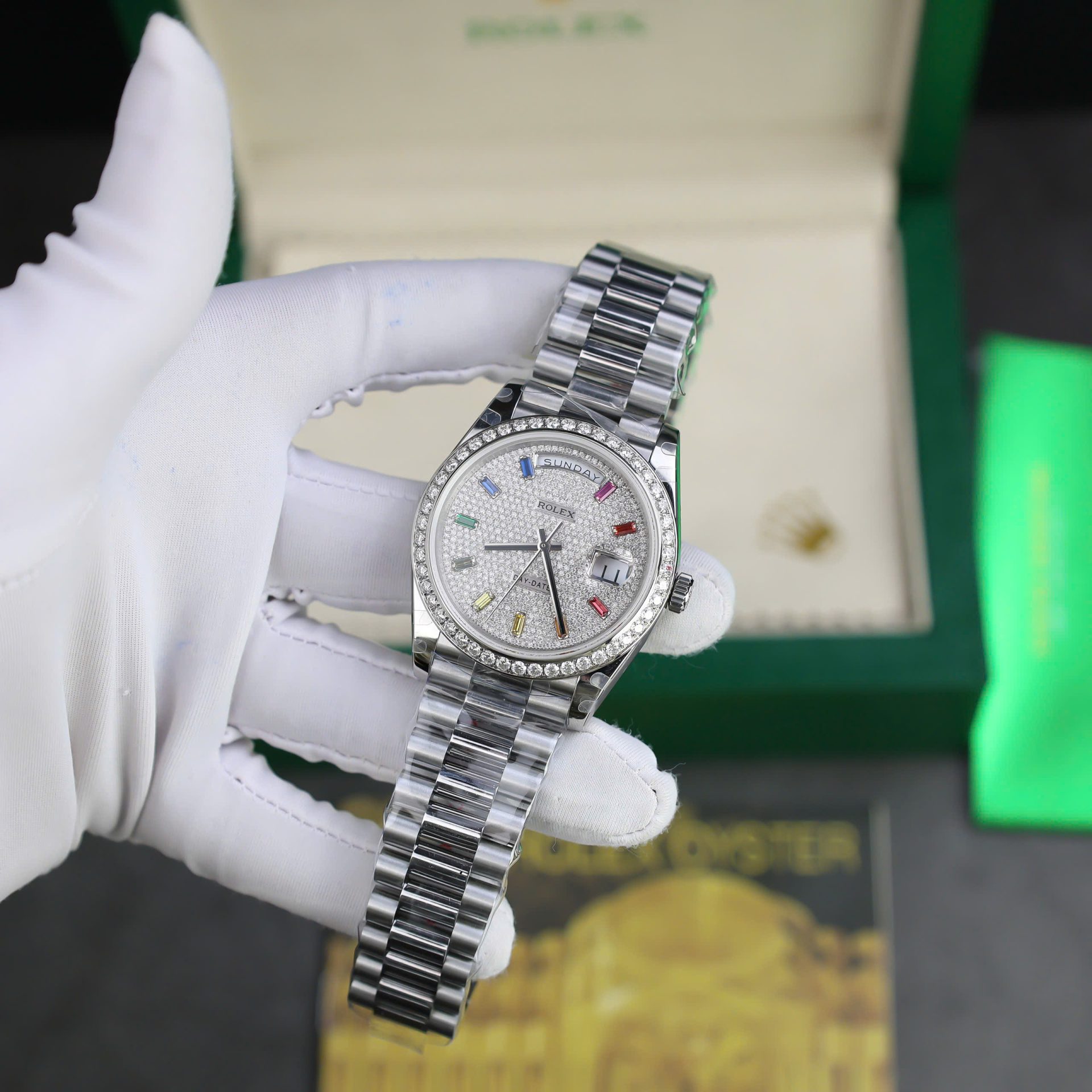 Rolex Day-Date Best Copies Watch Custom Diamonds Moissanite GM Factory 40mm