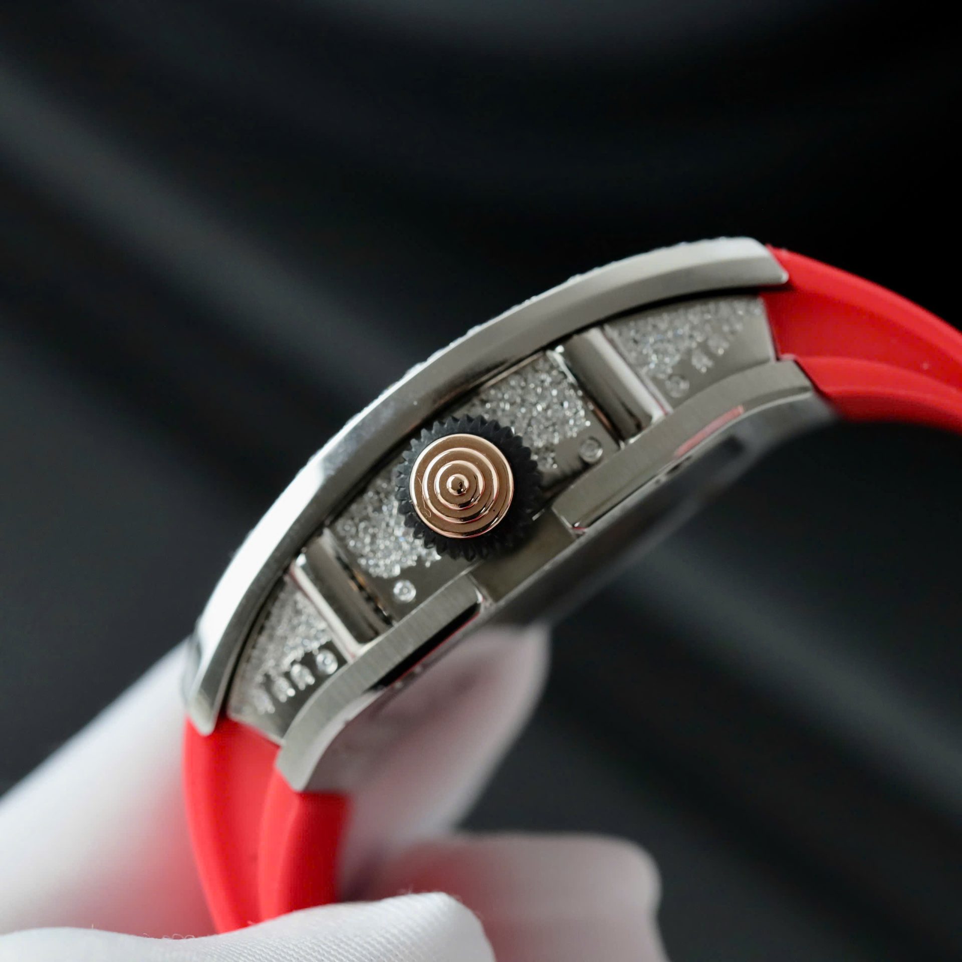 Richard Mille RM007 Red Replica Watch Diamond Moissanite Hong Kong Custom 36mm