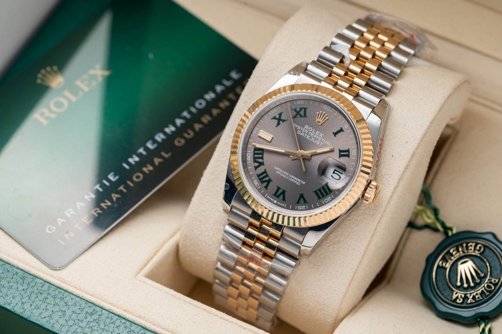 Rolex Replica Watch DateJust Dial Wimbledon Gold Wrapped GM Factory 36mm