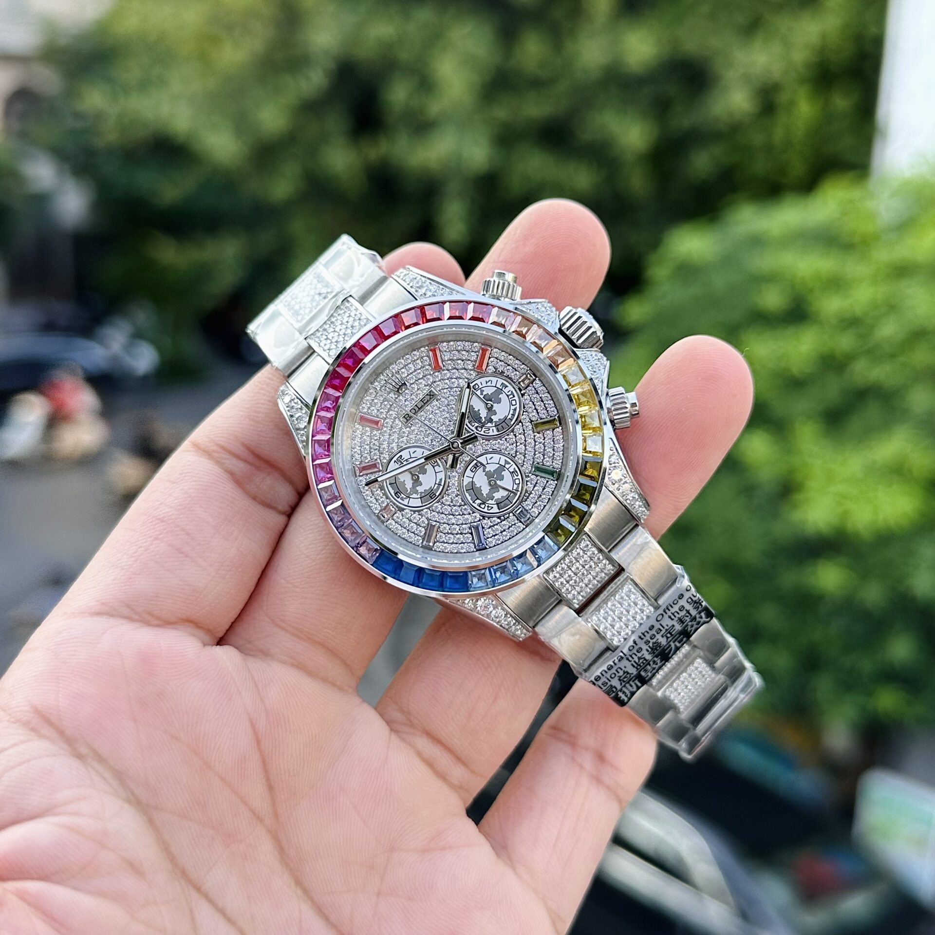 Rolex Daytona Rainbow Best Replica Watch With Full Stone Dial 40mm