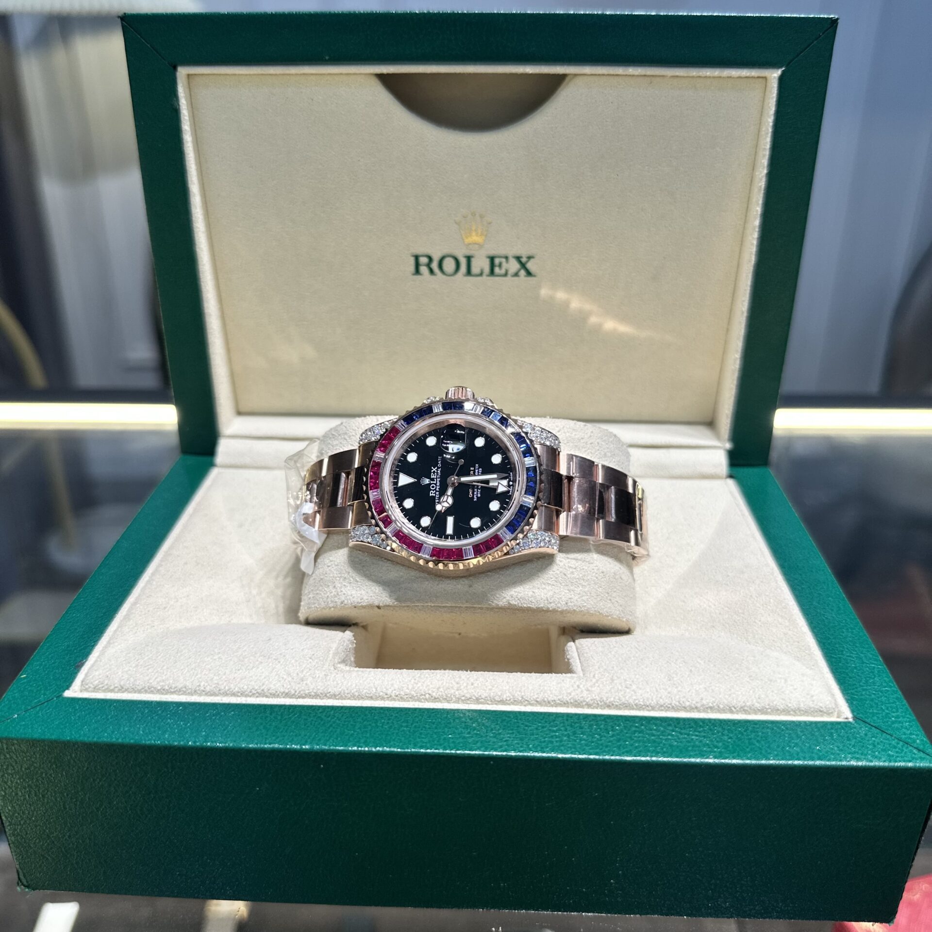 Rolex GMT-Master II 126755 SARU Replica Watch Gold Wrapped Moissanite 41mm