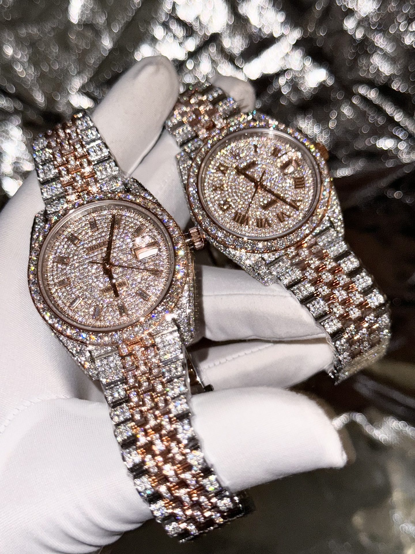 Rolex Replica 1:1 Watch DateJust With Full Diamond Moissanite Hong Kong 41mm