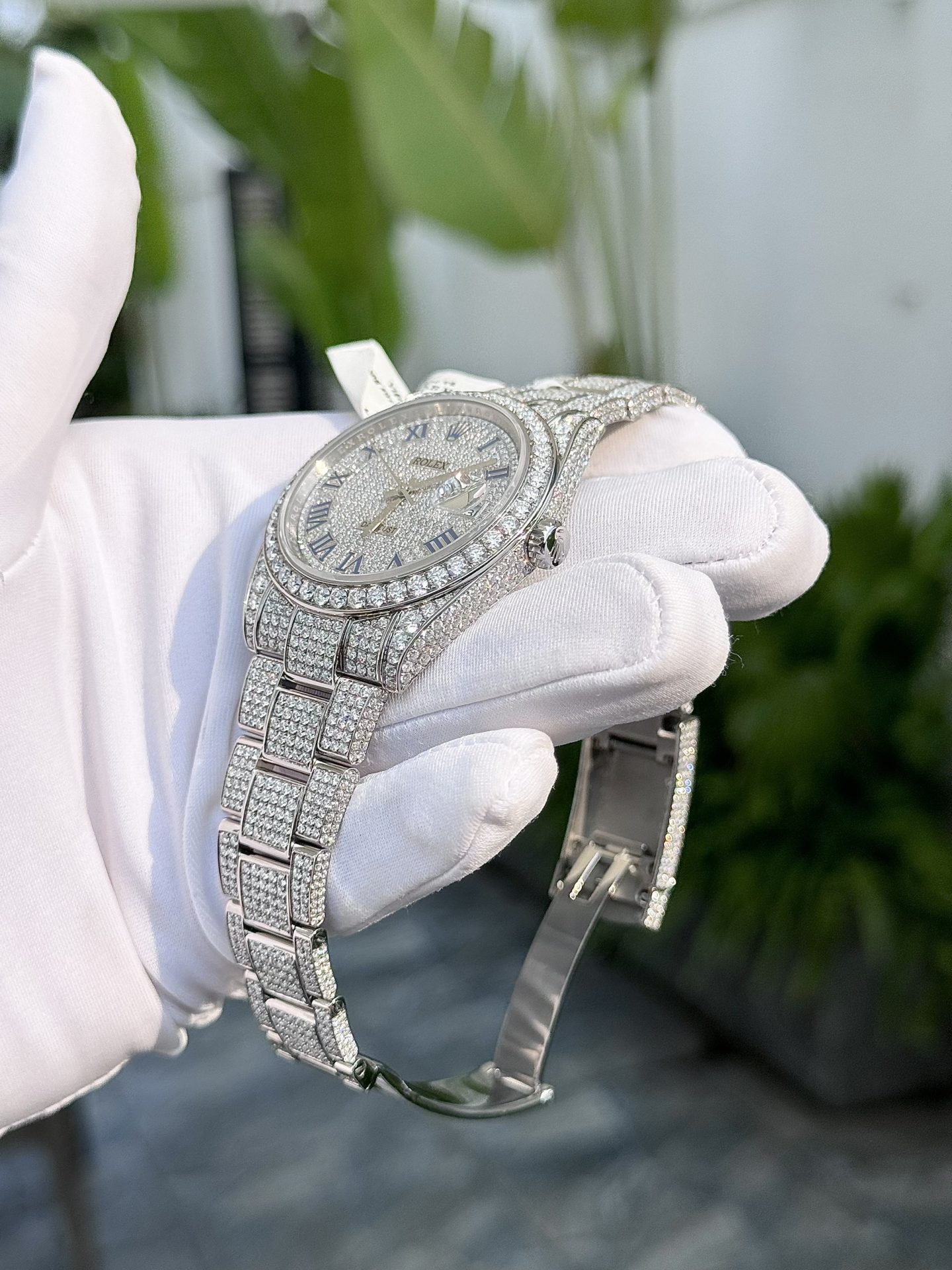 Rolex Best Replica Watch DateJust Full Moissanite Diamonds Custom 41mm