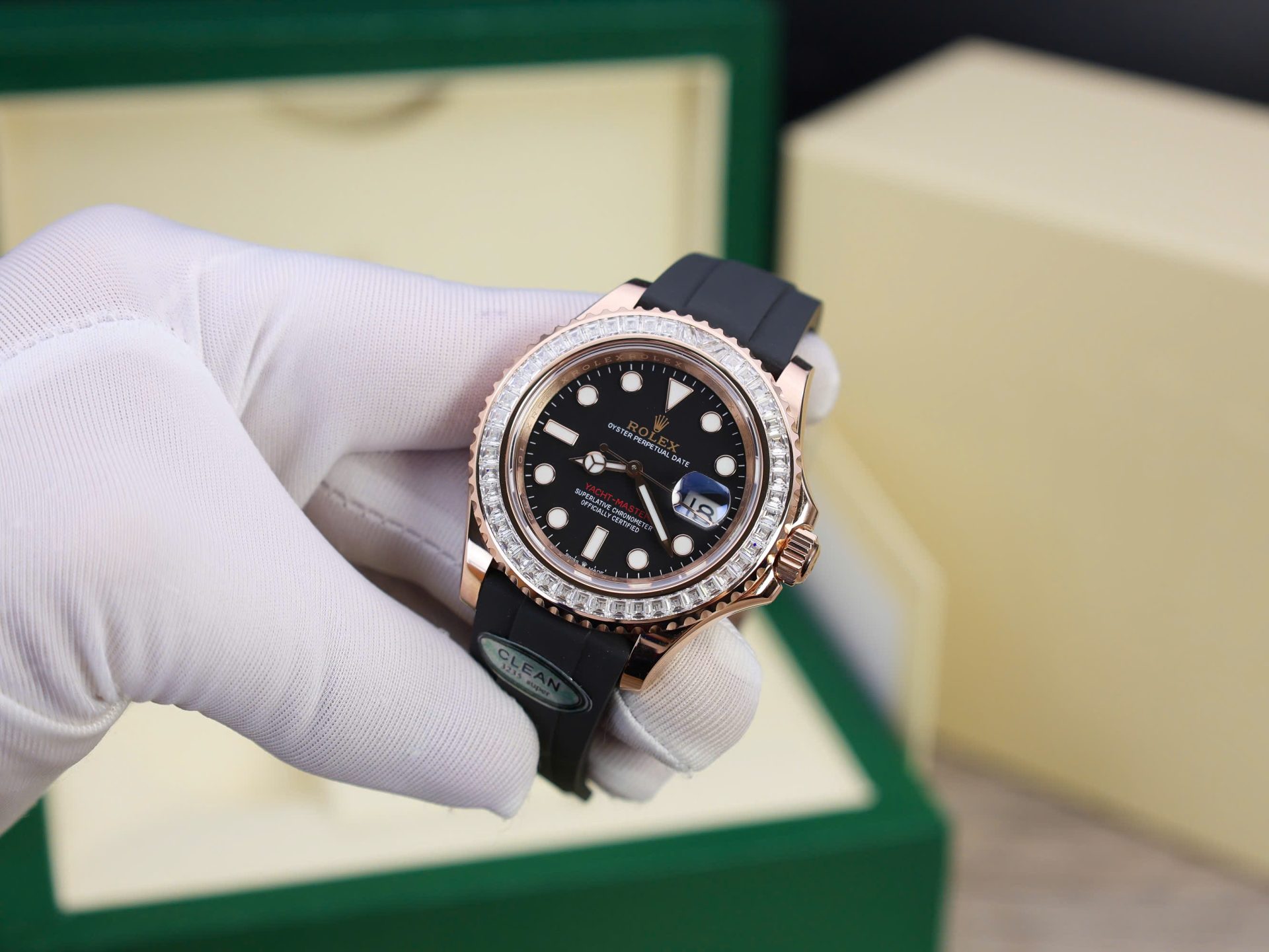 Rolex Yacht-Master Custom Gold Wrapped With Moissanite Baguette Diamond Hong Kong 40mm