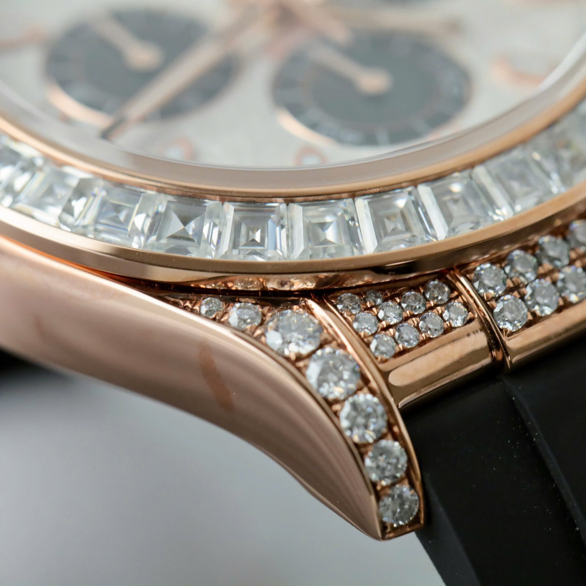 Rolex Daytona Best Clone Watches 18K Gold Wrapped + Diamonds Moissanite Baguette 40mm