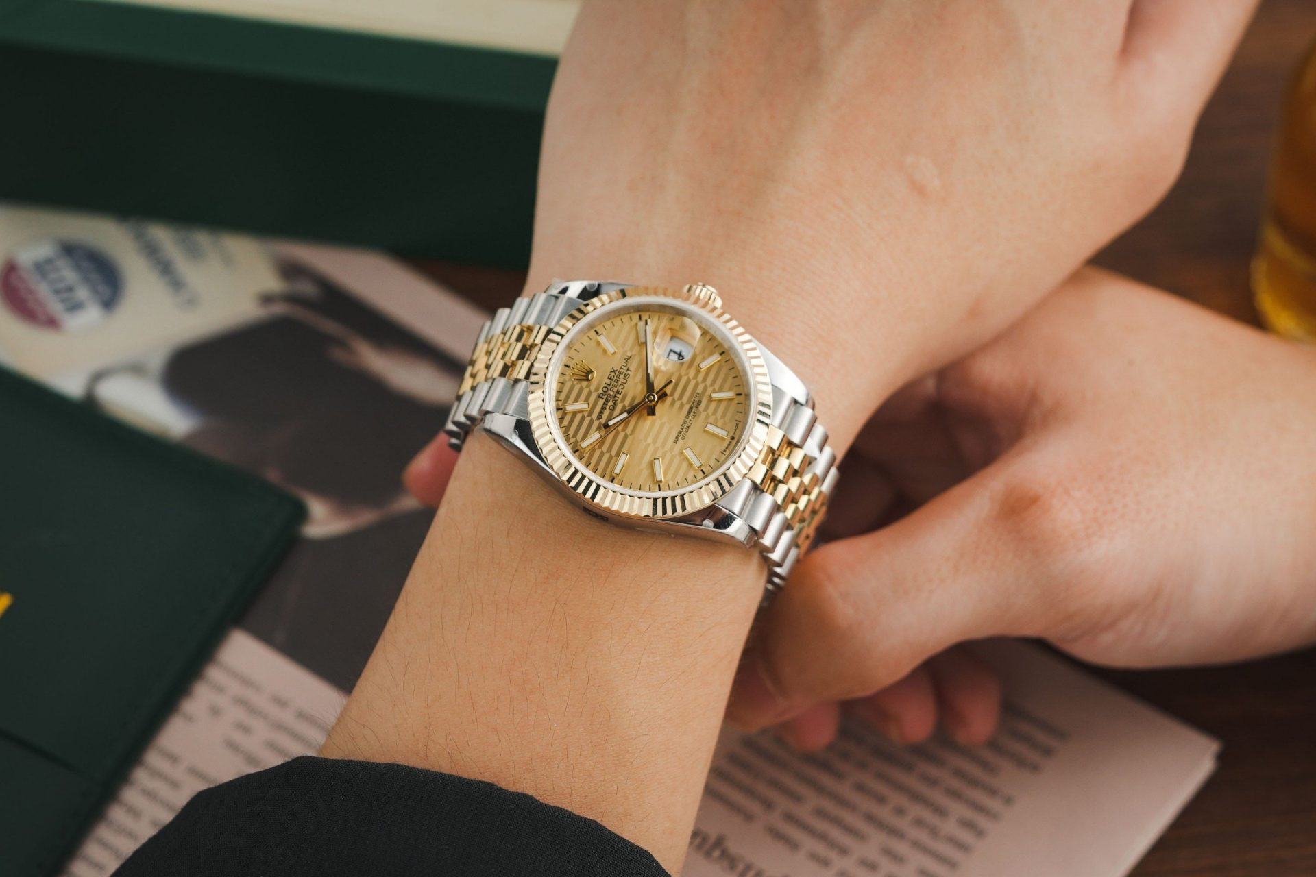 Rolex Best Replica Watch DateJust 126233 Yellow Champagne Fluted Dial Gold Wrapped 36mm