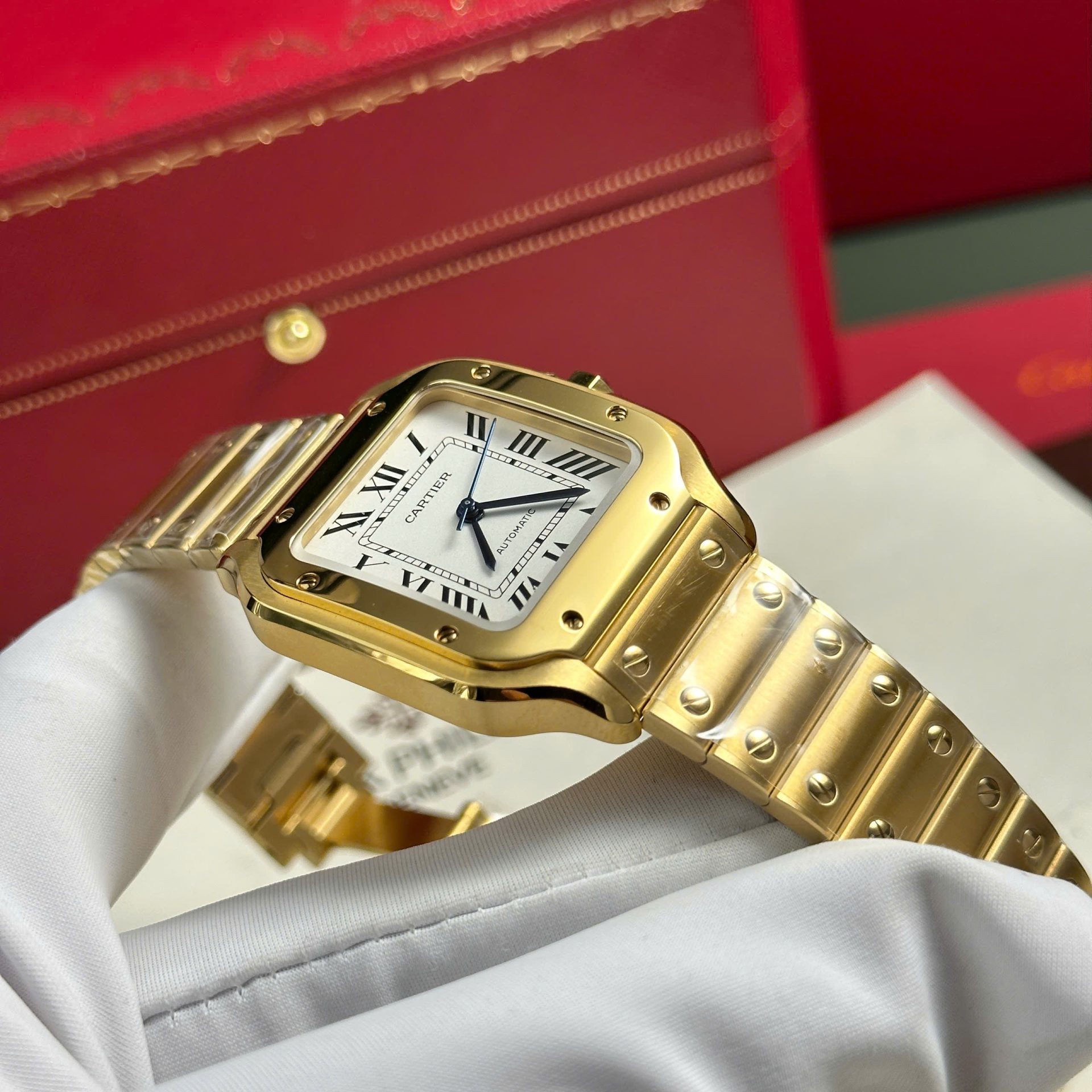Cartier Santos Womens White Dial Best Replica Watch BV Factory 35.2mm