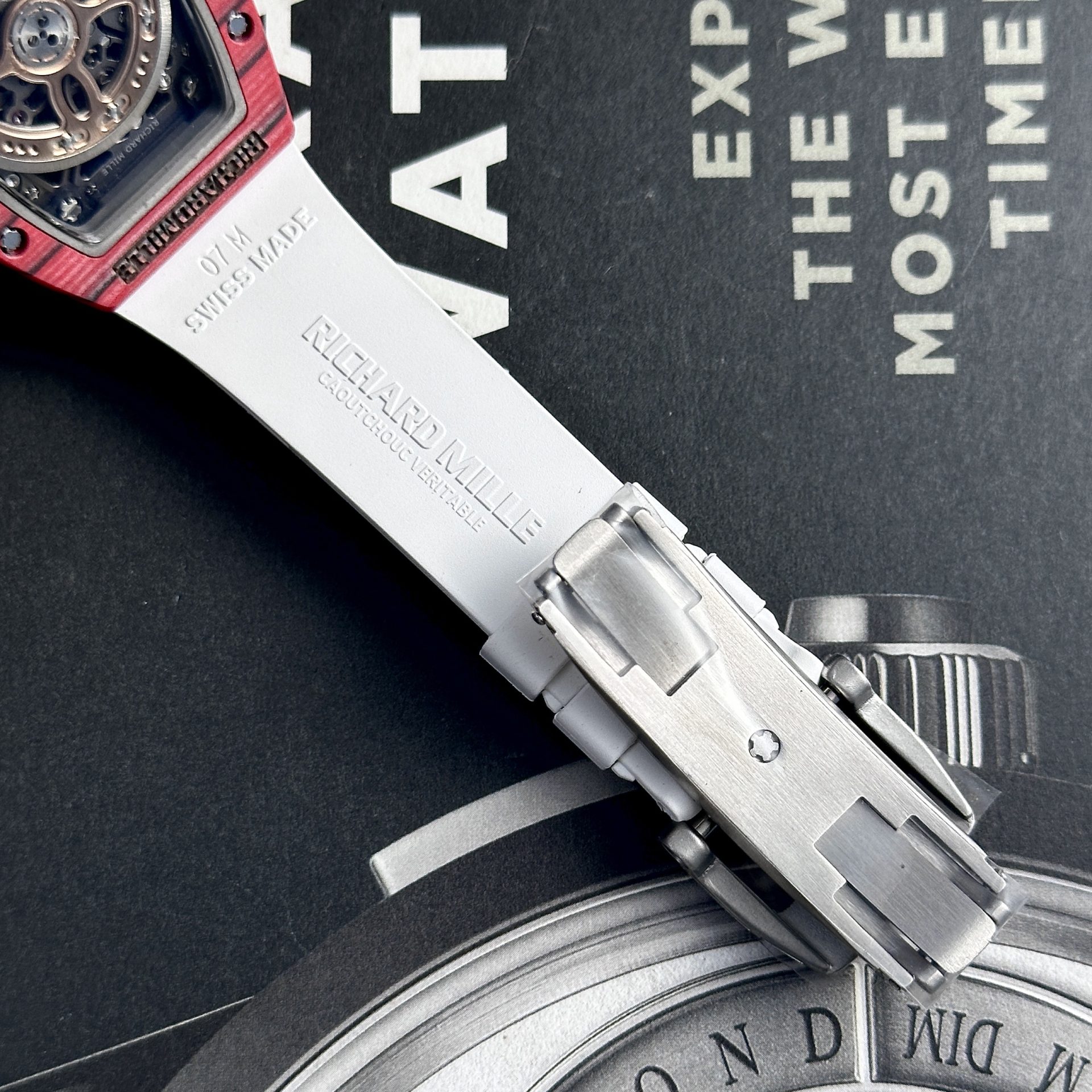 Richard Mille Best Replica Watch RM07-01 Red Carbon Rubber Strap 32x46mm