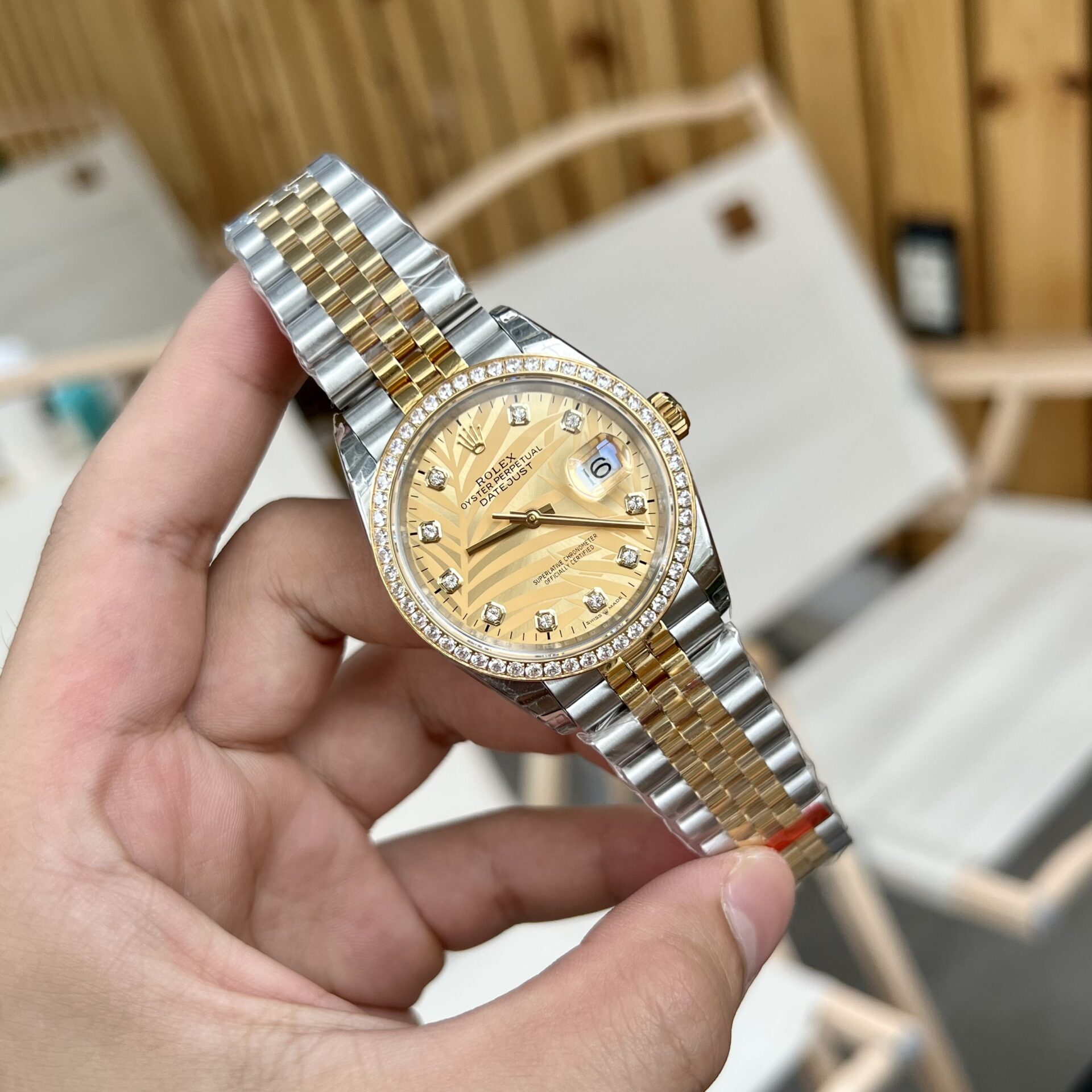 Rolex DateJust 126283RBR Palm Leaf Dial Gold Rep 11 Watch 36-41mm