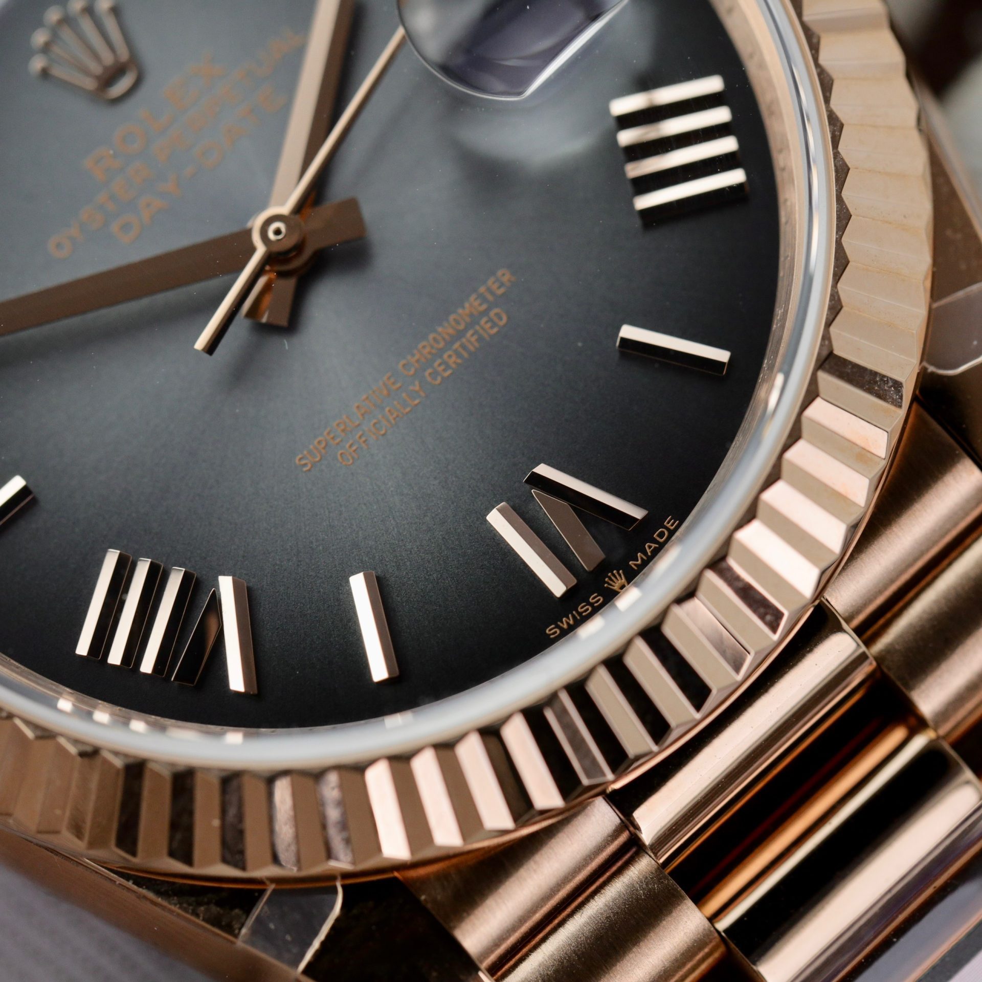 Rolex Clone Watch Day-Date Dial Gray Ombre 185 Grams QF Factory 40mm