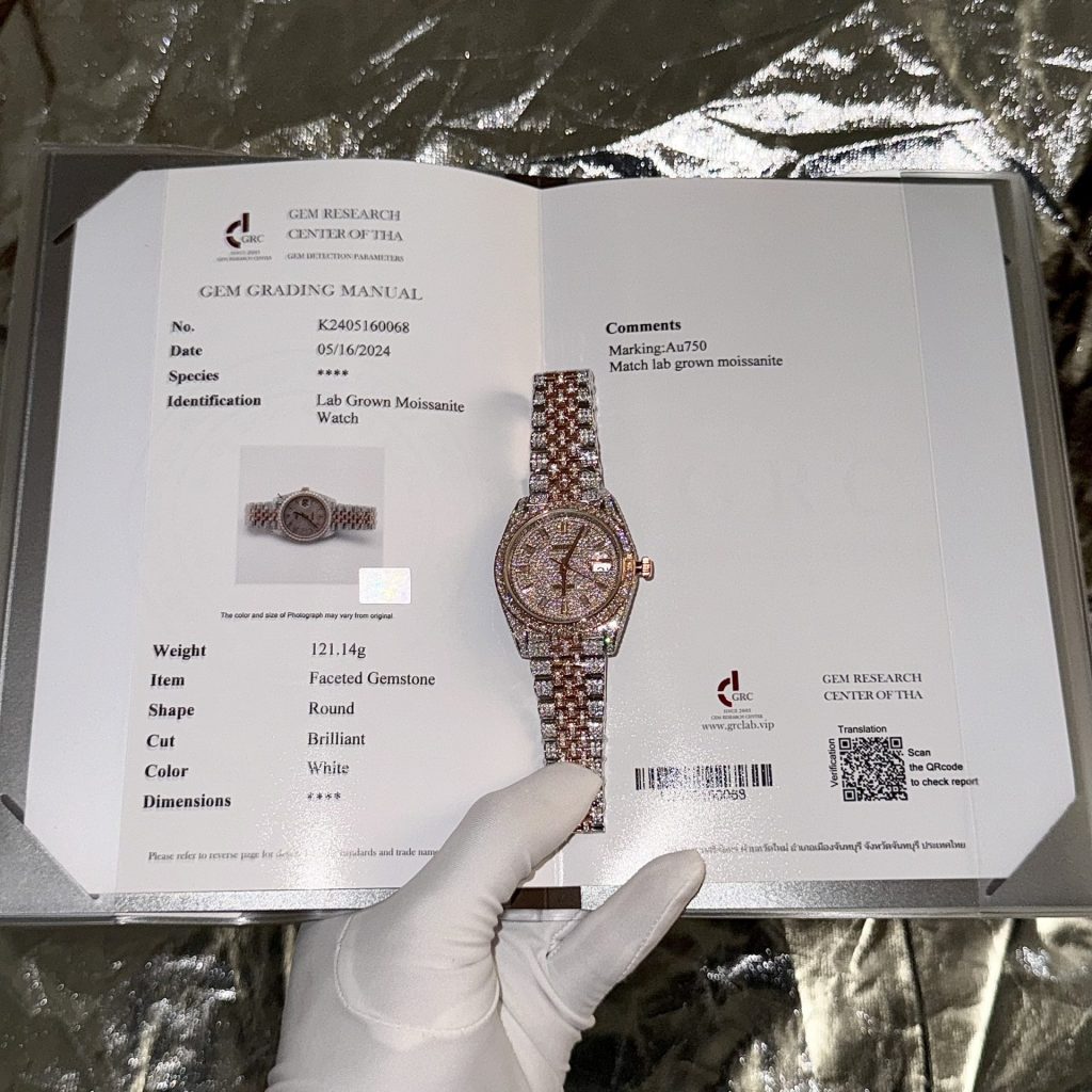 Rolex Replica 1:1 Watch DateJust With Full Diamond Moissanite Hong Kong 41mm