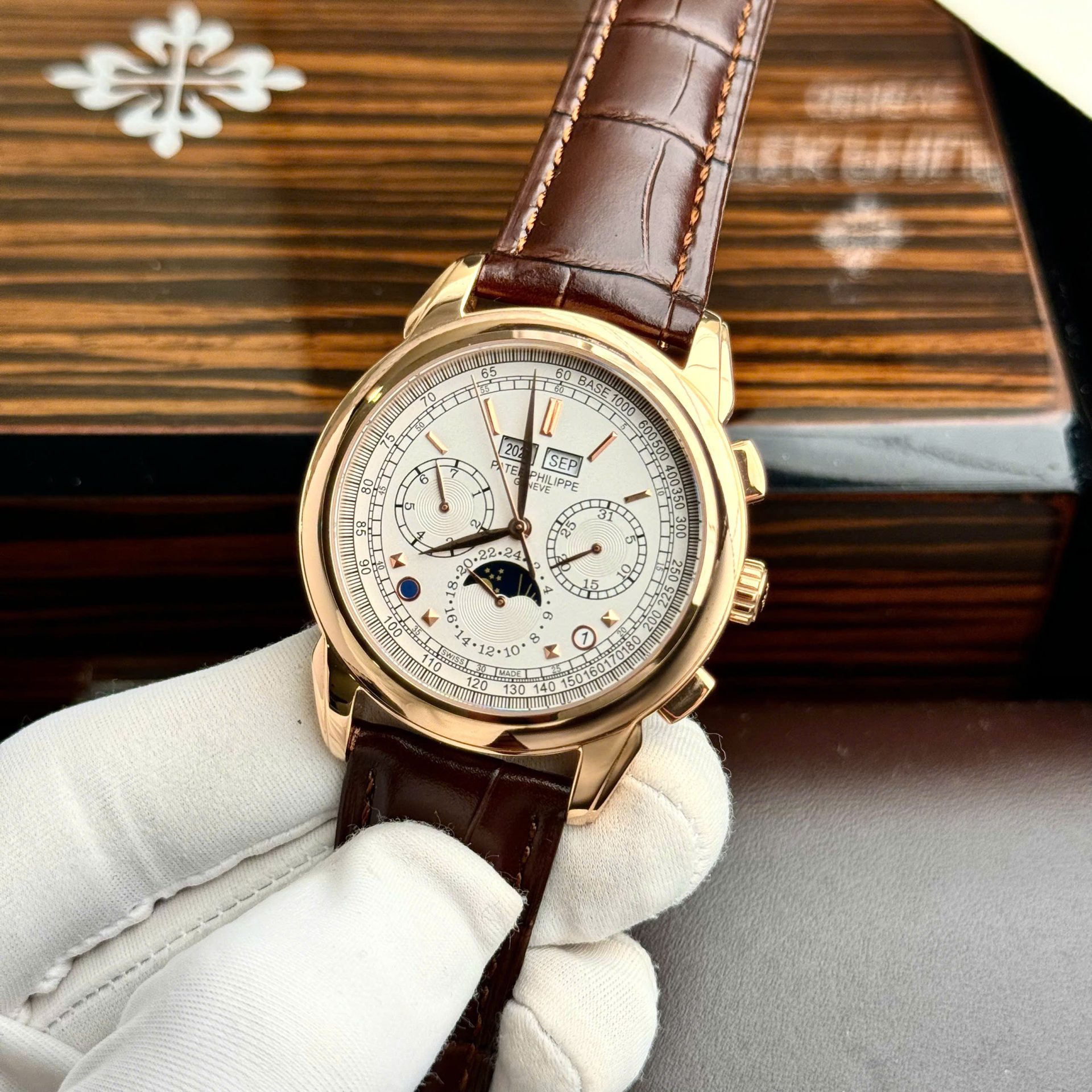 Patek Philippe Grand Complications 5270 Clone Watches White Dial Leather Strap 41mm