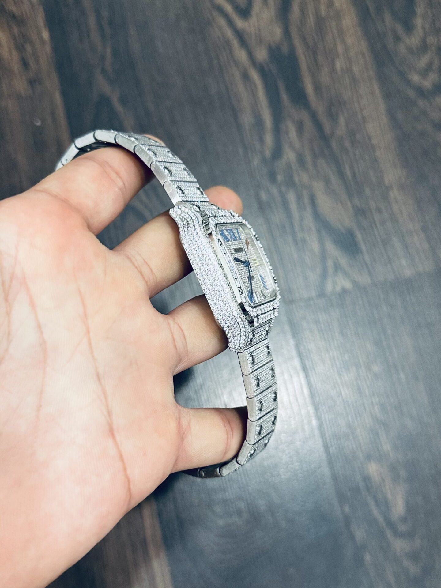 Cartier Santos Replica Watch Full CZ Metal Wire 39.8mm