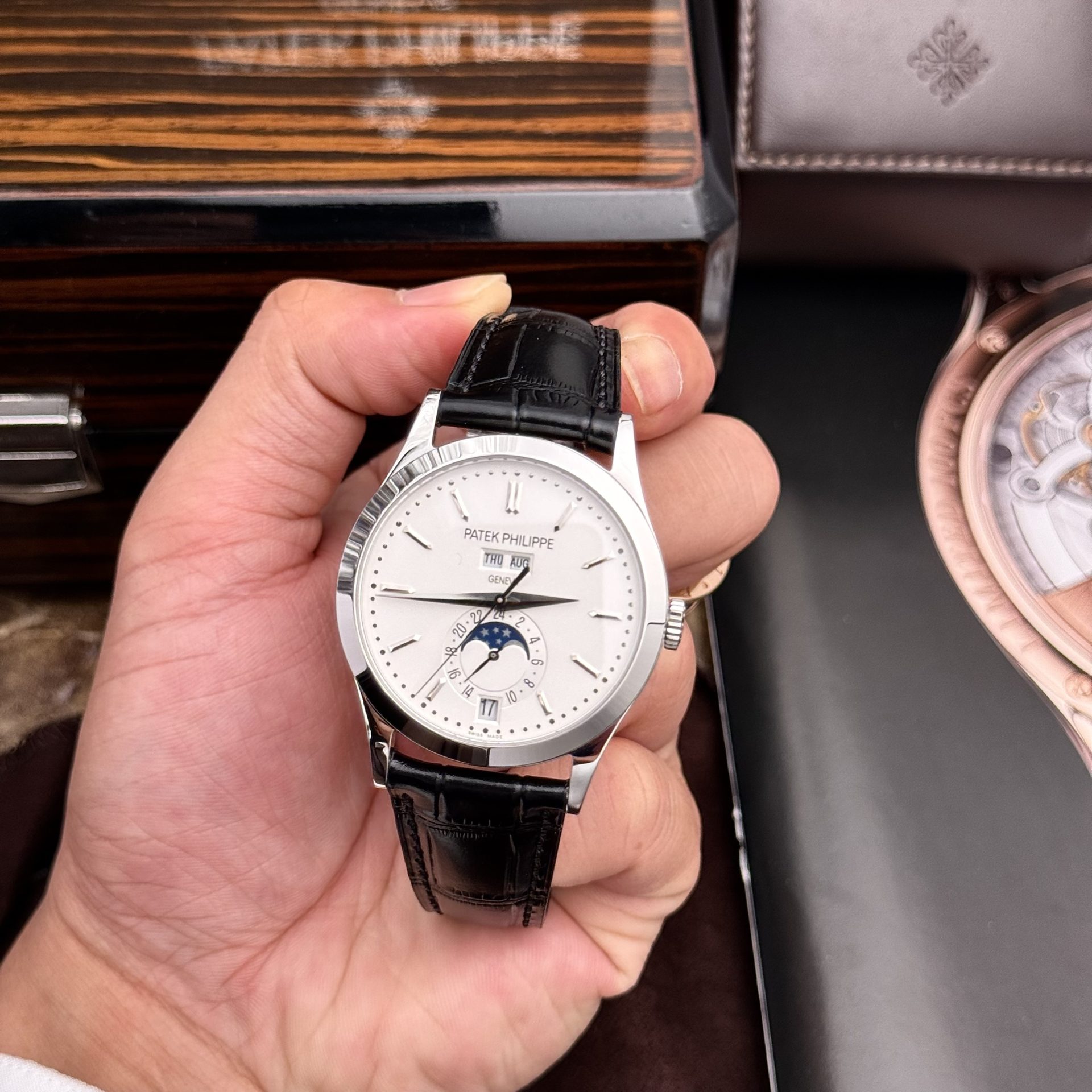 Patek Philippe Replica Watch Complications 5396G White Dial Leather Strap 38.5mm