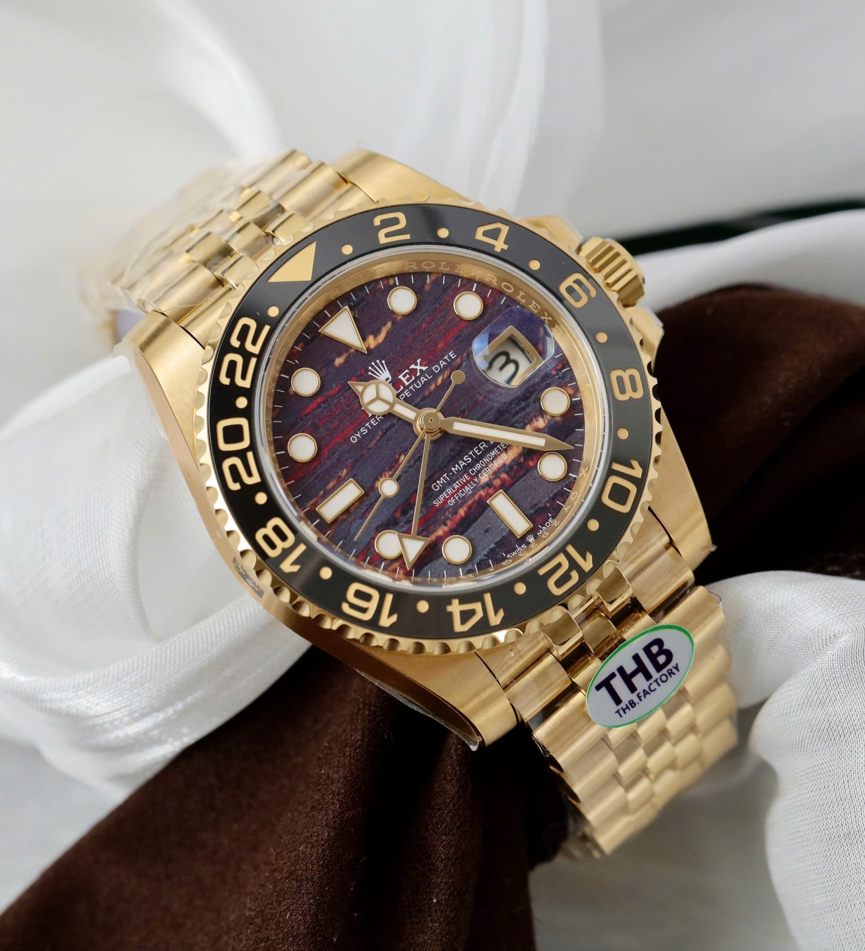 Rolex GMT-Master II 126718GRNR Replica Watch Tiger Eye Stone Dial THB Factory 40mm