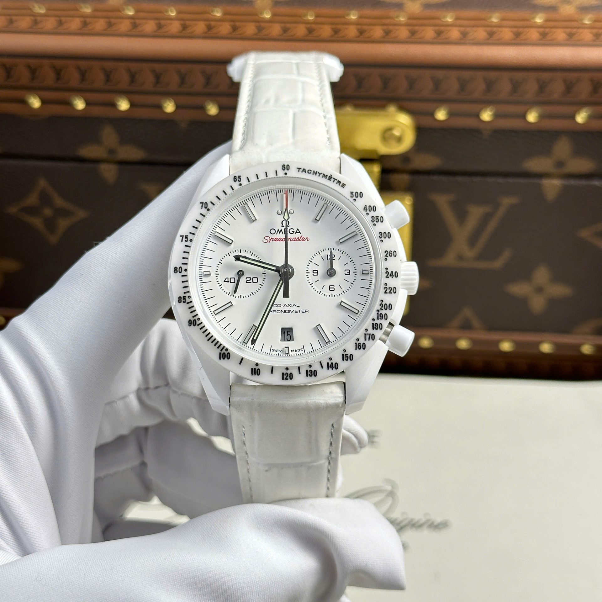Omega Speedmaster White Side of The Moon White Ceramic Best Replica Watch 44mm