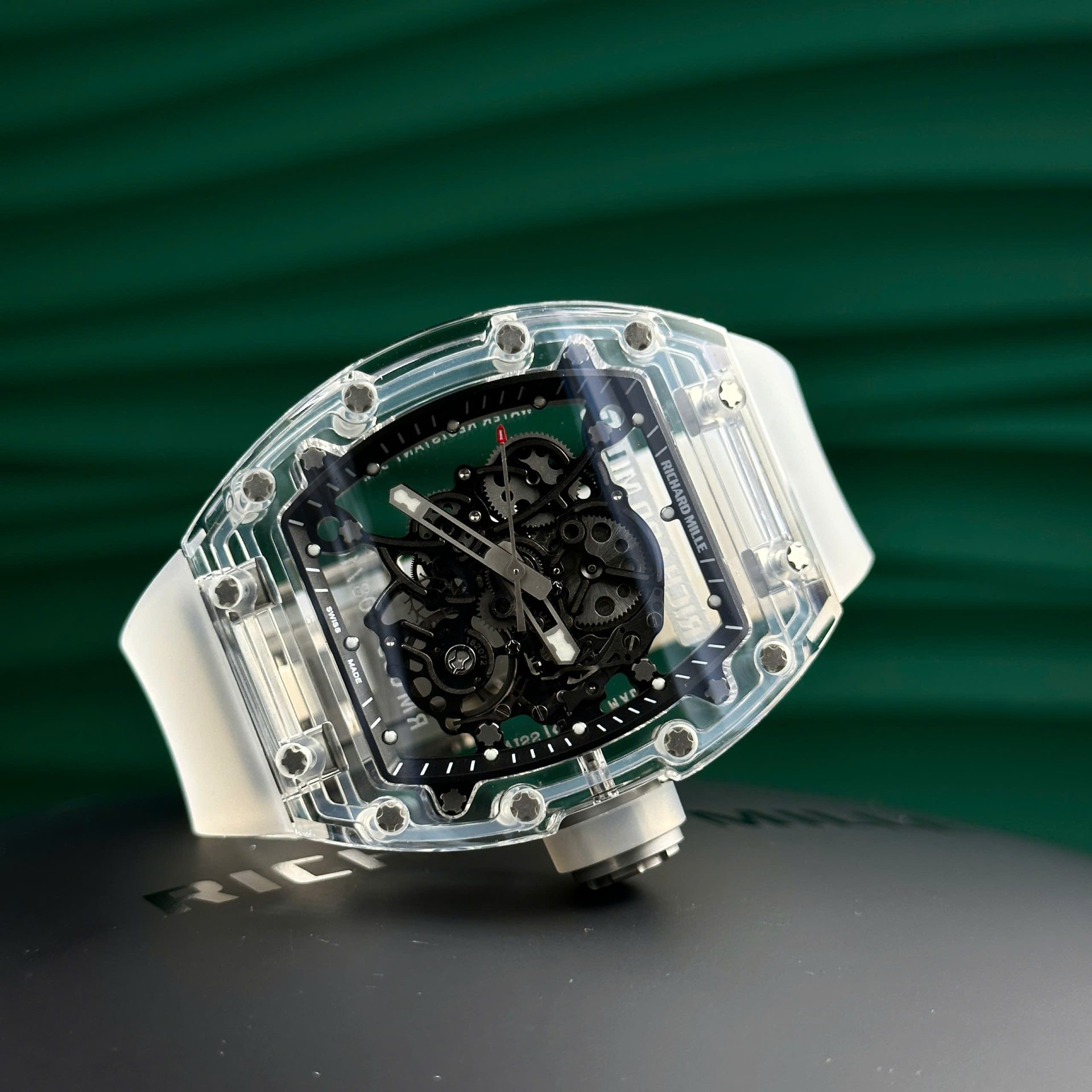 Richard Mille RM055 Sapphire Crystal Replica Watch Rubber Strap 45mm