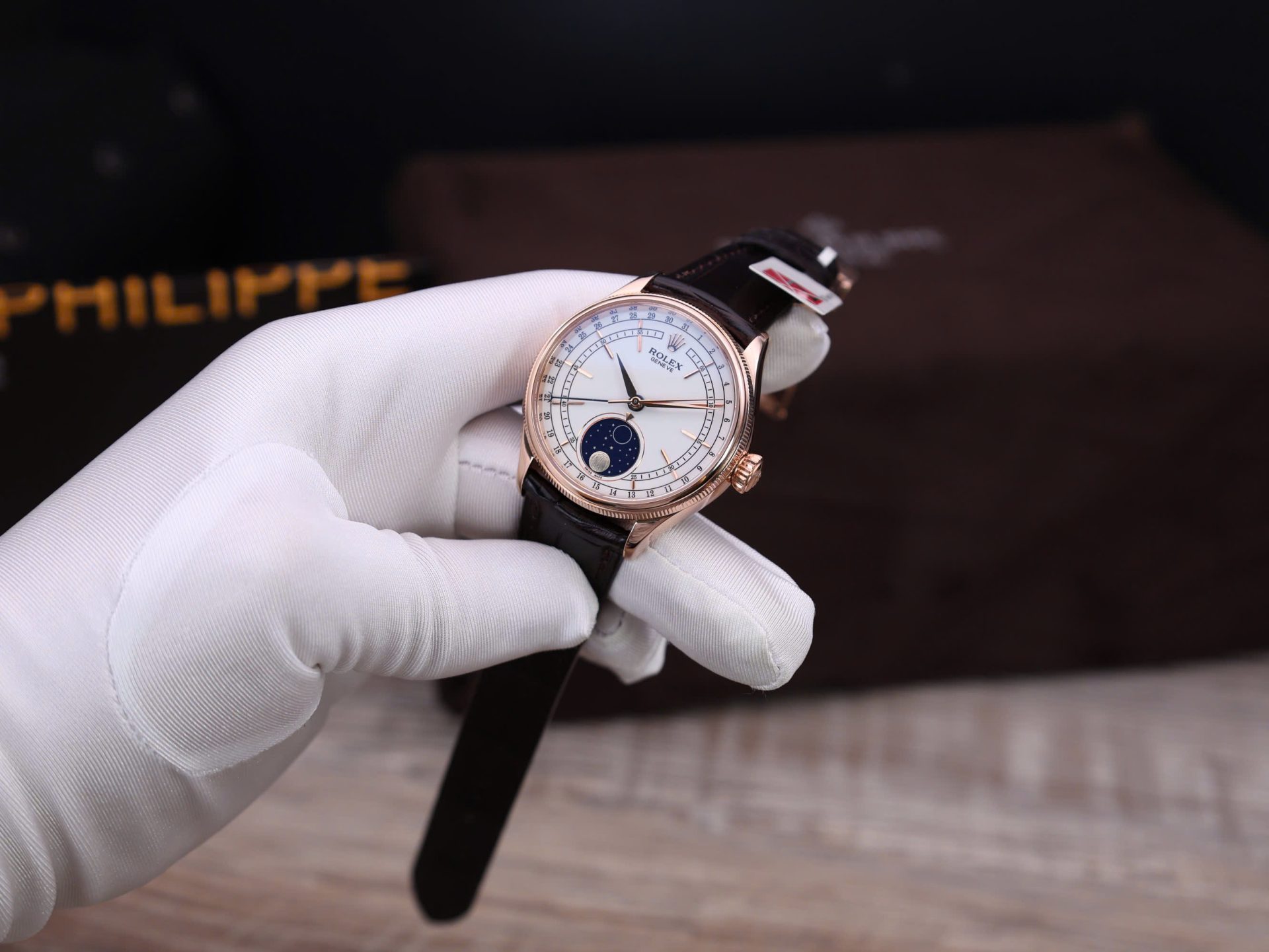 Rolex Cellini Moonphase Replica Watch Gold Wrapped KZ Factory 39mm