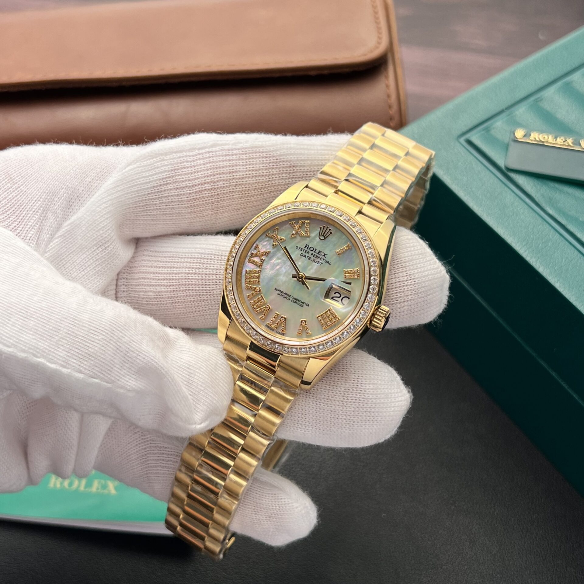 Rolex DateJust Mother Of Pearl Dial Replica Watch With Diamonds 36mm