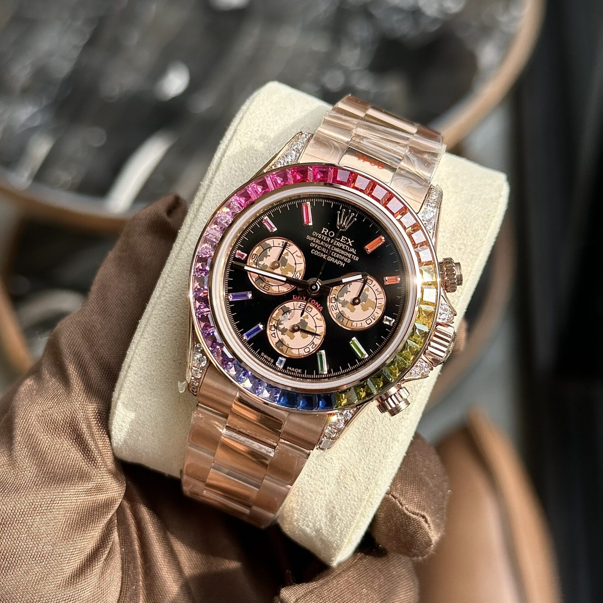 Rolex Fake Watch Daytona Rainbow Black Dial TW Factory 40mm