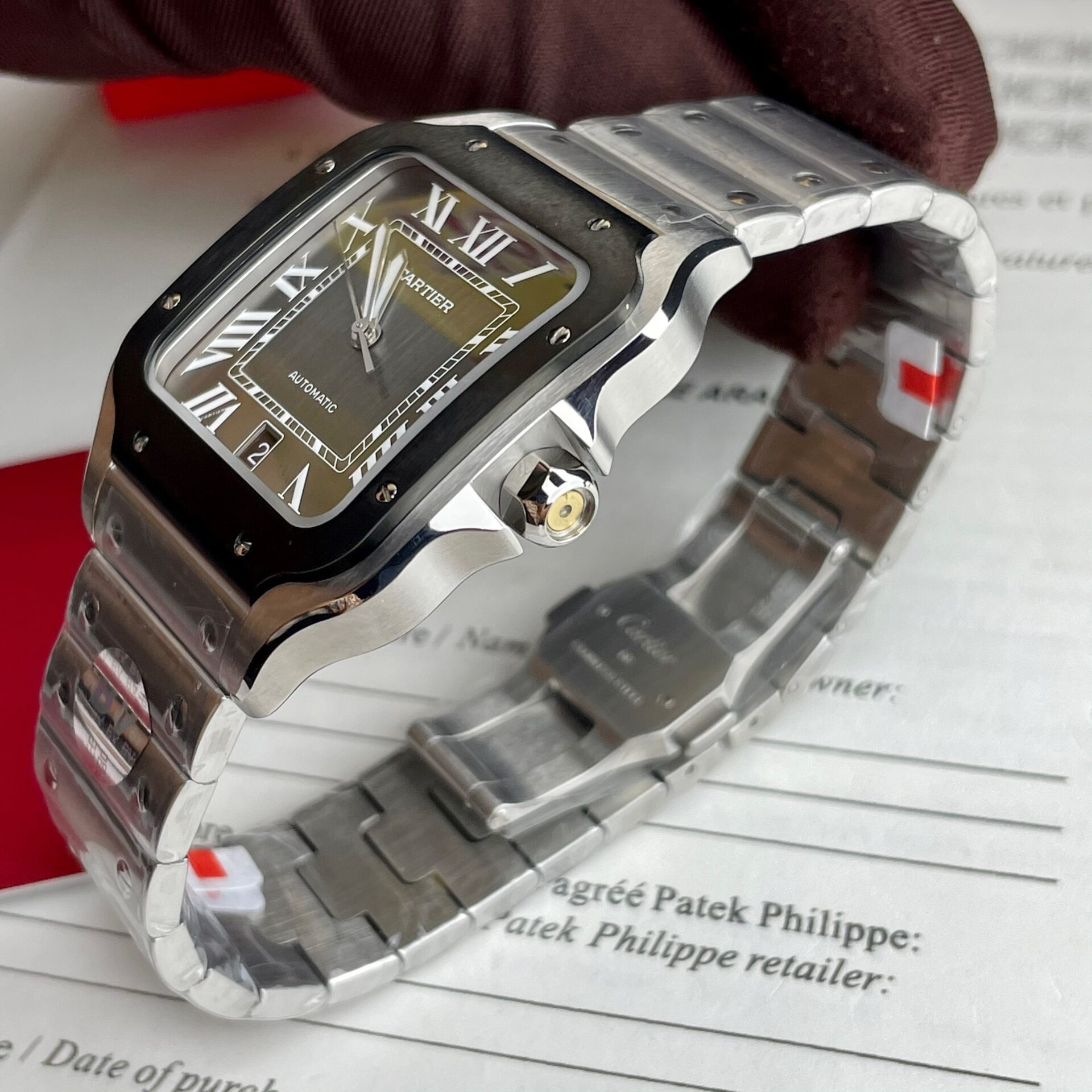 Cartier Santos WSSA0037 Replica 11 Watch Grey Dial BV Factory 39.8mm