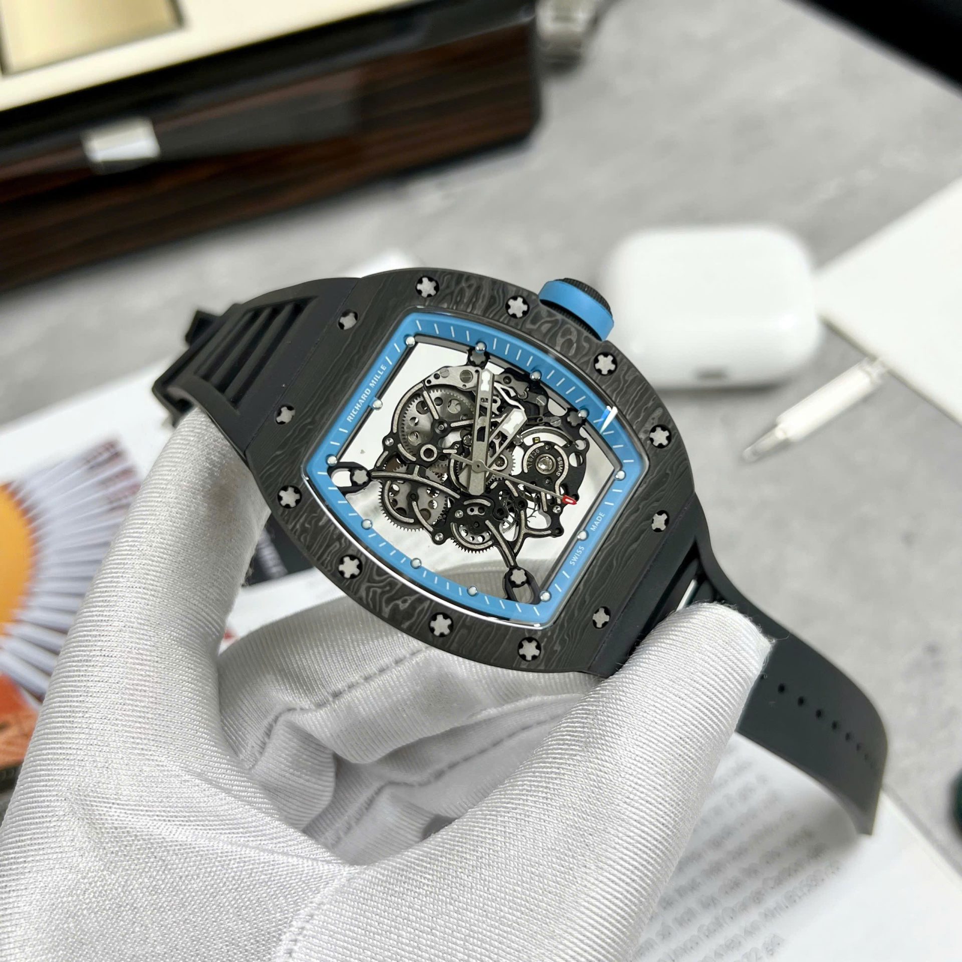 Richard Mille RM055 Replica Watch Full Carbon Case Rubber Strap 45mm