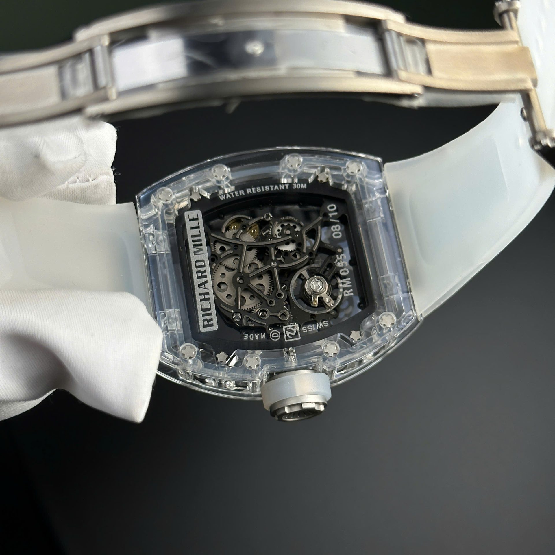 Richard Mille RM055 Sapphire Crystal Replica Watch Rubber Strap 45mm