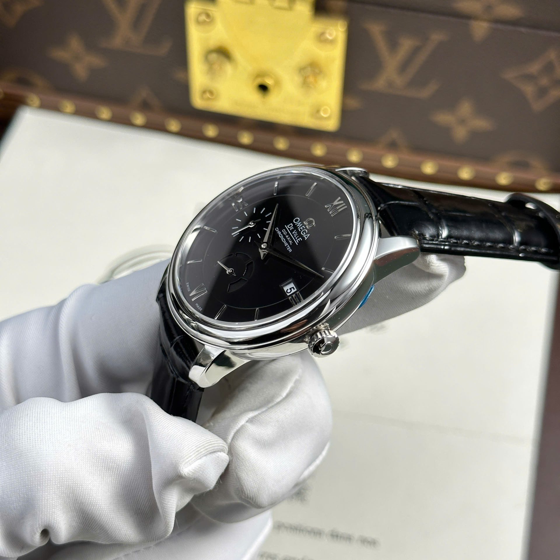 Omega Replica Watch De Ville Prestige Power Reserve Black Dial 39.5mm