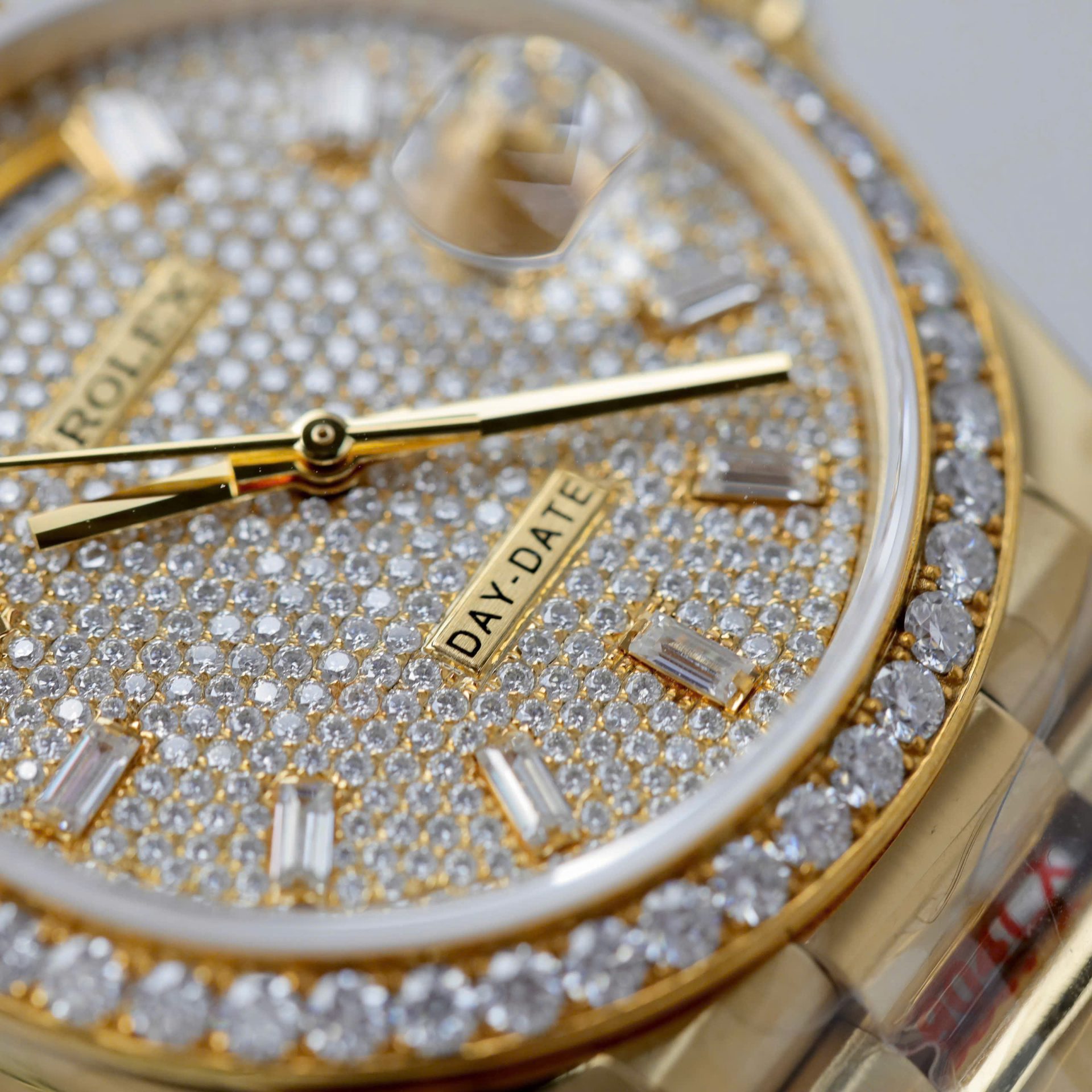 Rolex Day-Date Best Copies Watch 18K Gold Wrapped + Moissanite Diamonds Weight 159Gram QF 36mm