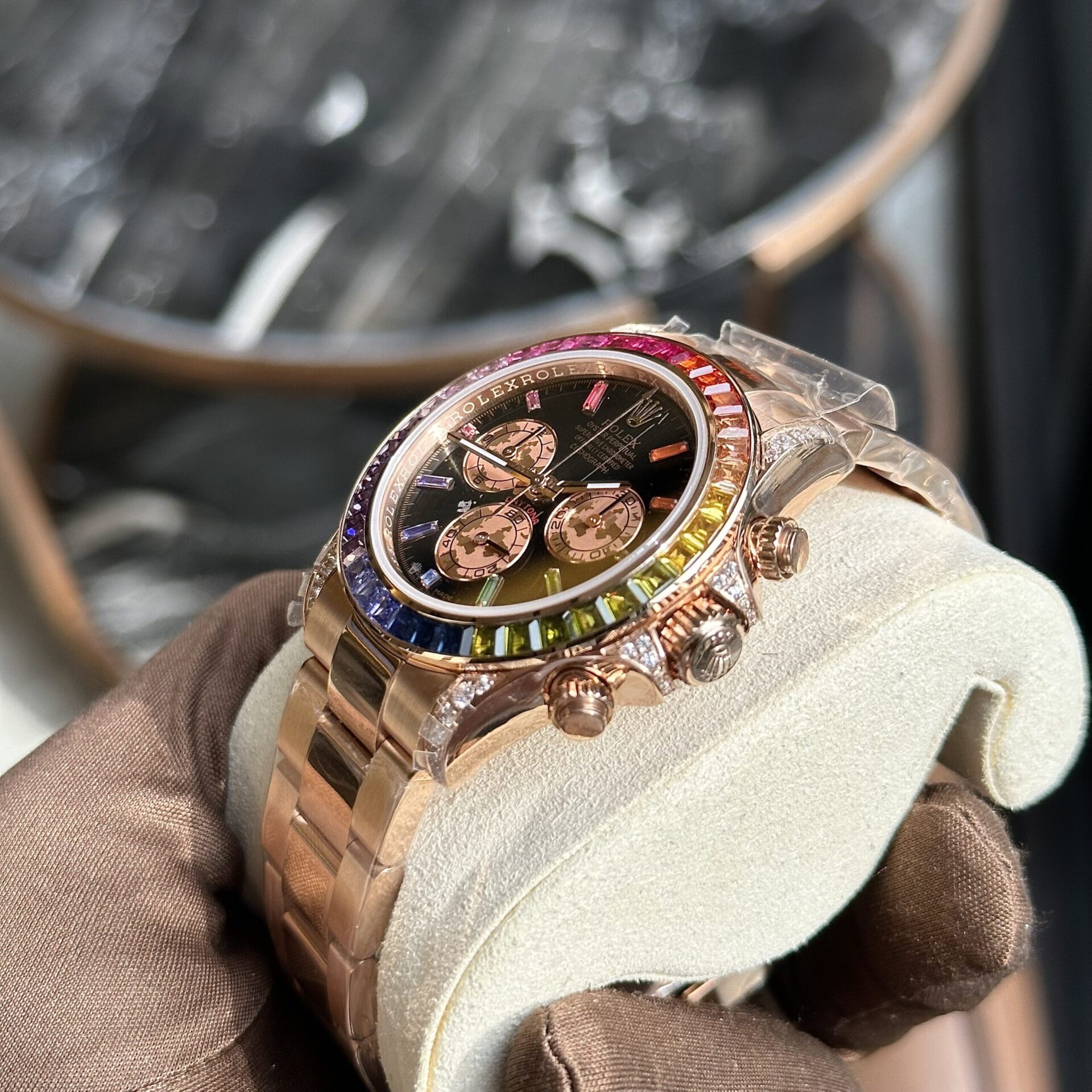 Rolex Fake Watch Daytona Rainbow Black Dial TW Factory 40mm