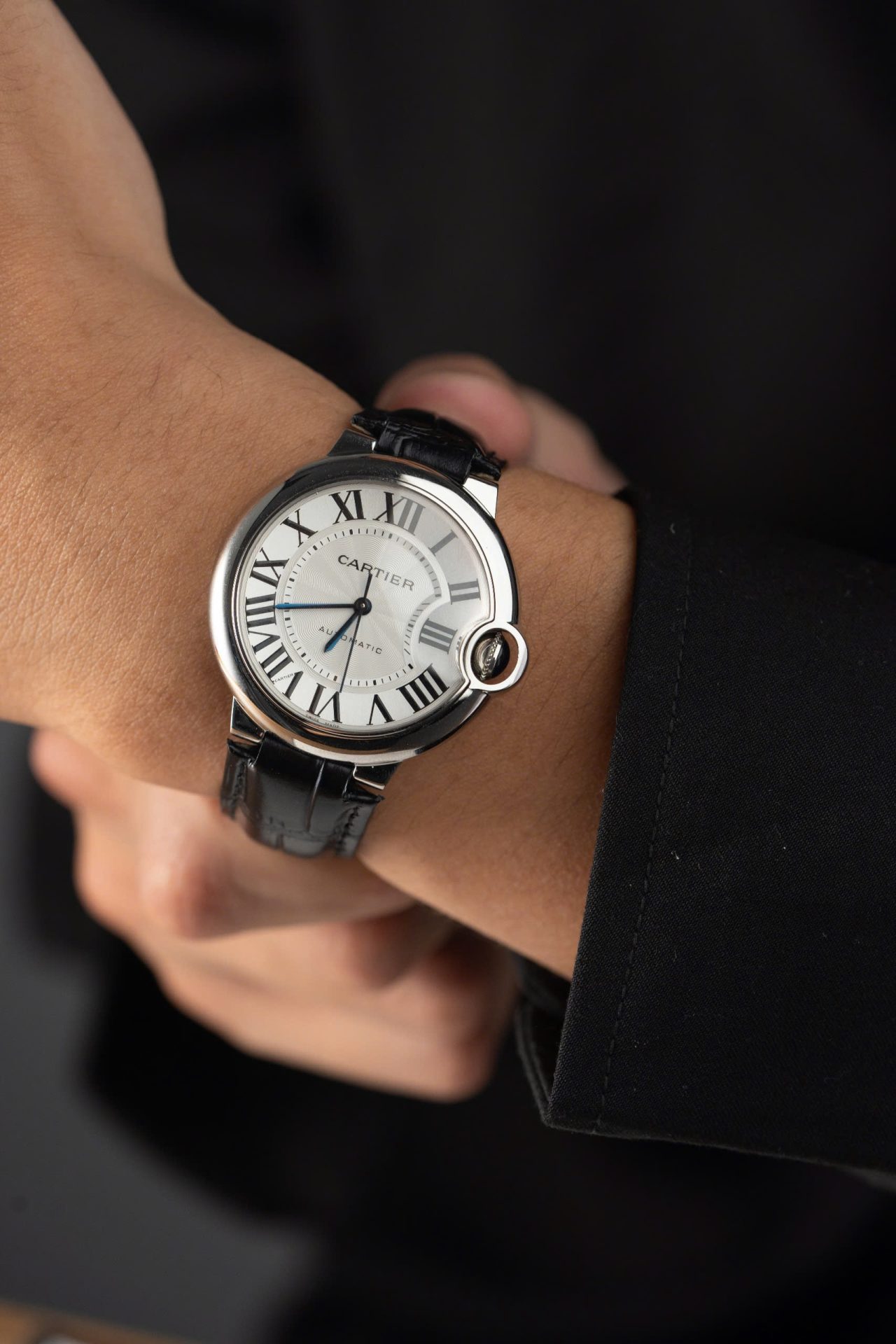 Cartier Ballon Bleu Replica 1:1 Watch White Dial Leather Strap 36mm