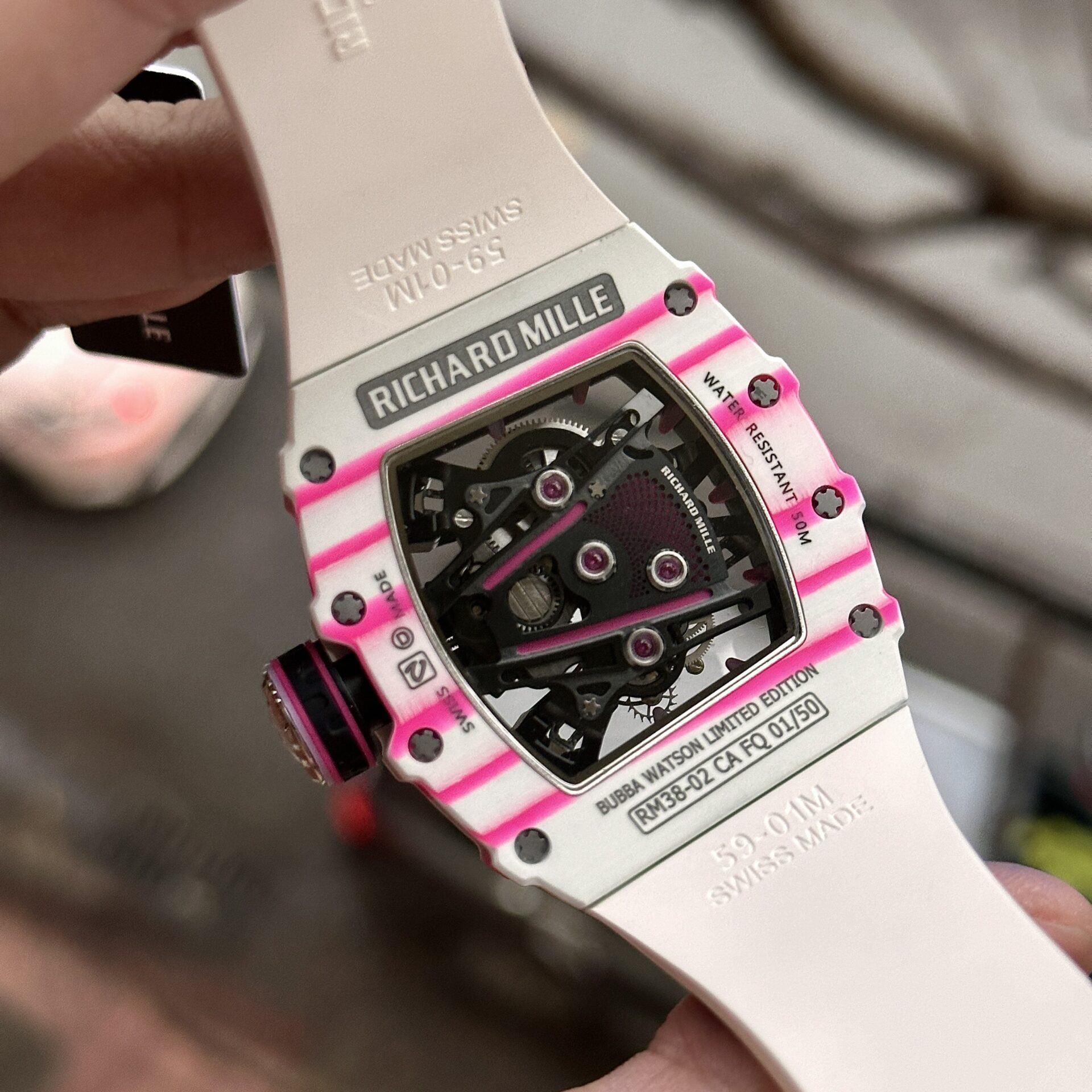 Richard Mille Replica Watch RM38-02 Tourbillon Rubber Strap 43.7mm