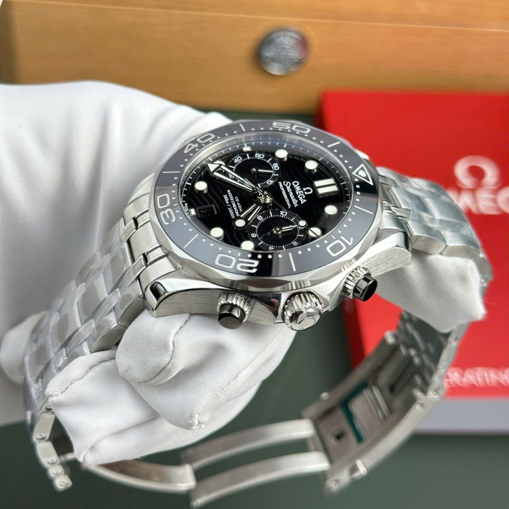 Omega Copies Watches Seamaster Diver 300M Chronograph Dial Black N1 Factory 44mm