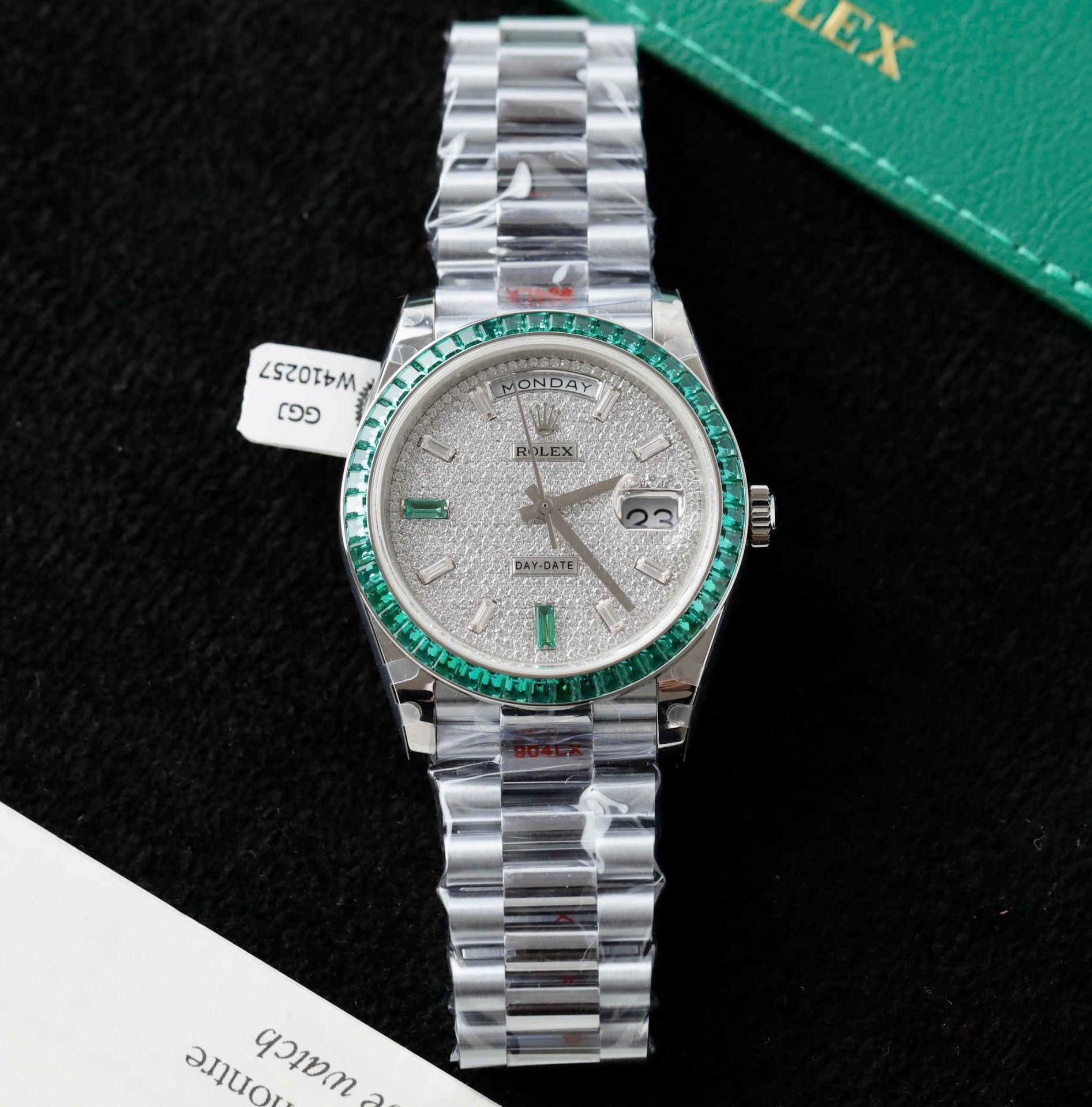 Rolex Day-Date Men Replica Watch Diamonds Moissanite + Sapphire Baguette Custom 40mm