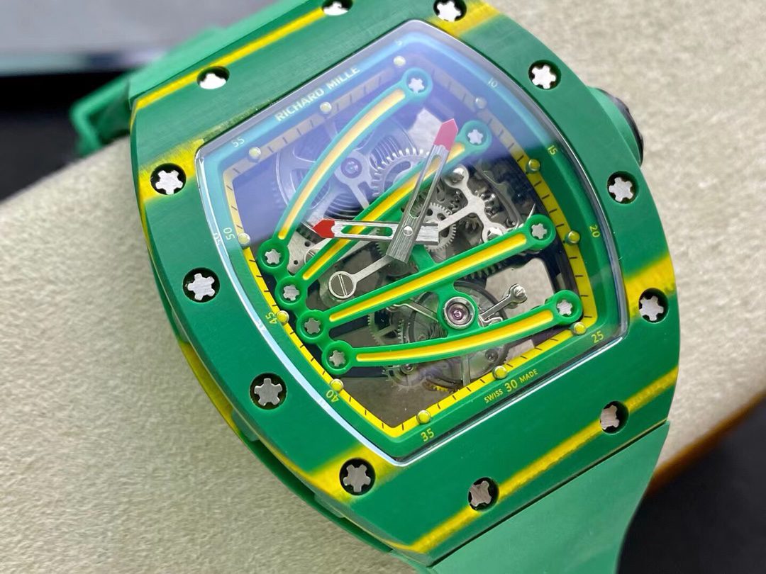 Richard Mille Replica Watch RM59-01 Yohan Blake Tourbillon Carbon Green 43x50mm