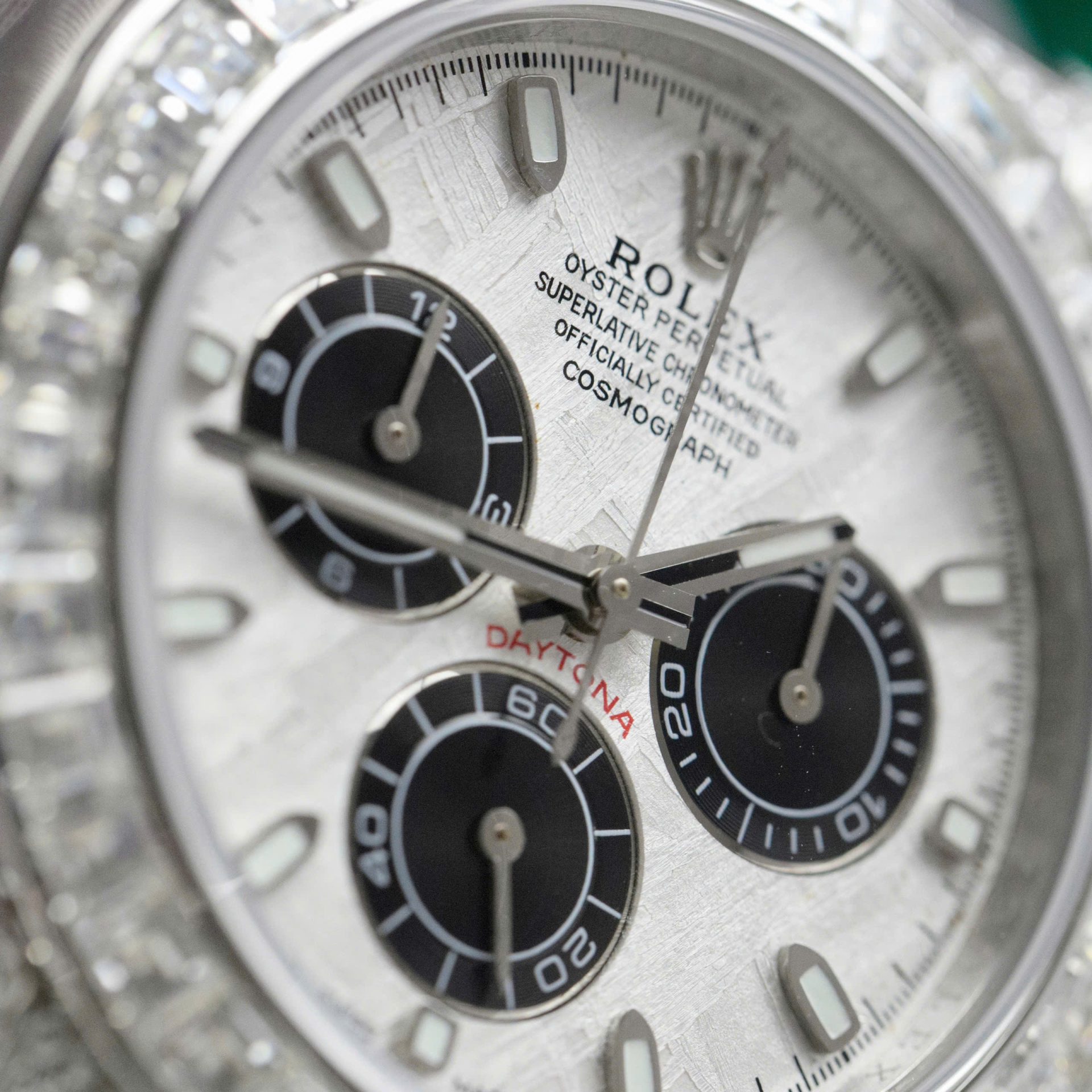 Rolex Daytona Replica Watch Dial Meteorite Custom Diamonds Moissanite Baguette 40mm