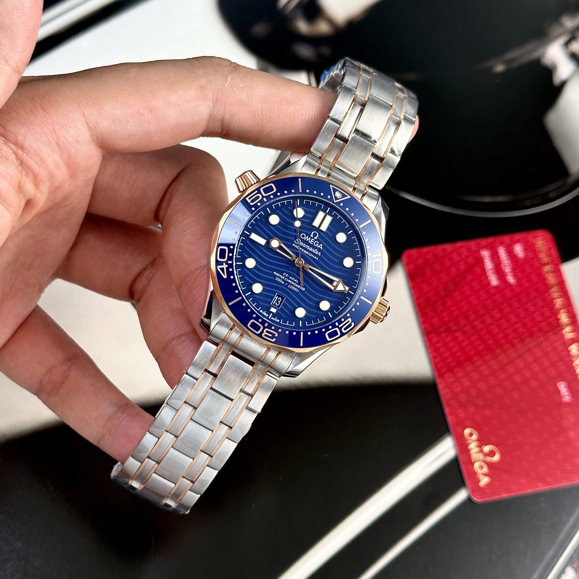 Omega Replica Watch Seamaster Demi Rose Gold Dial Blue VS Factory 42mm