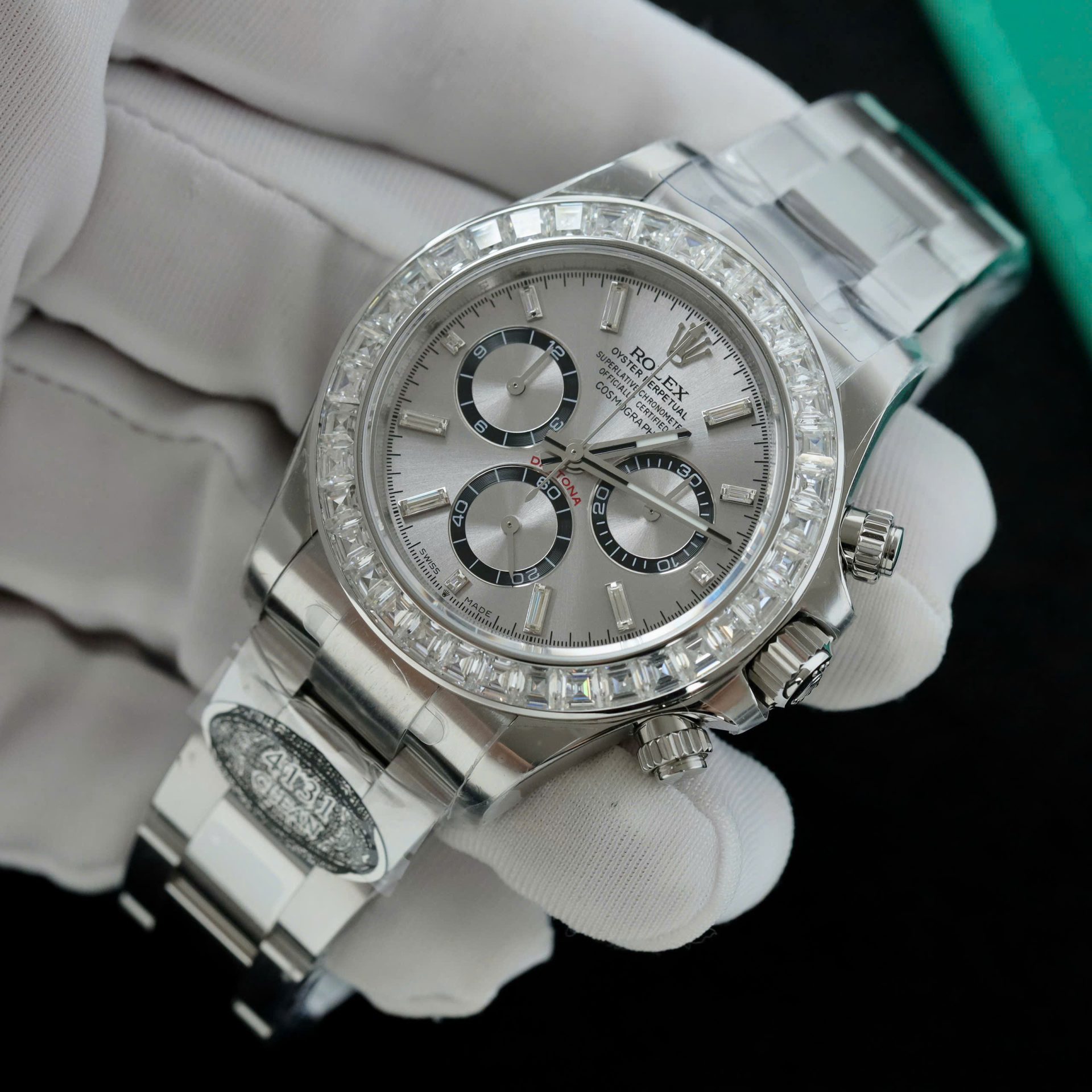 Rolex Daytona 126500 Copies Watch Diamonds Moissanite Custom 40mm