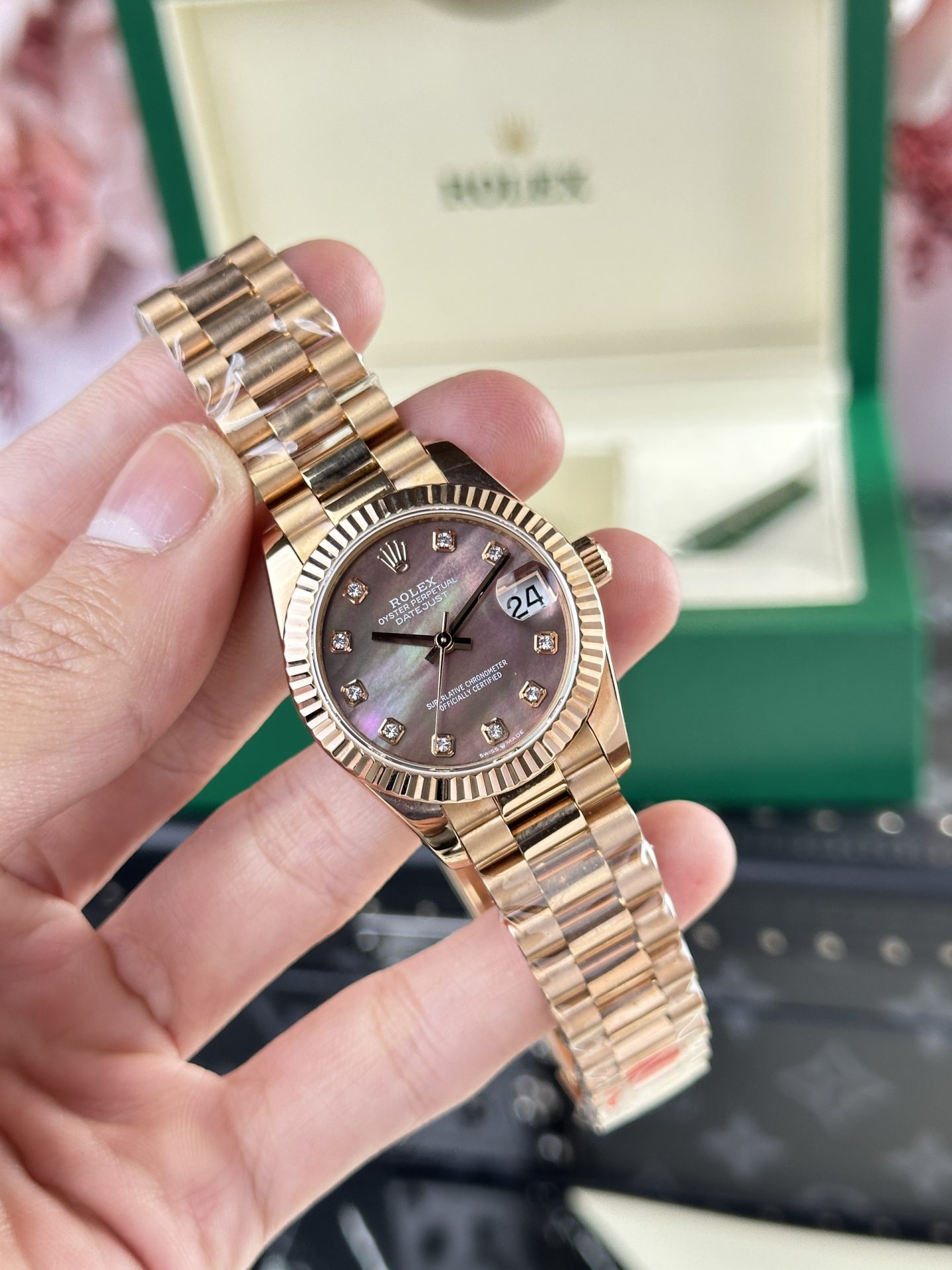 Rolex Replica Watch DateJust Rose Gold 178275 Mother Of Pearl Dial 31mm