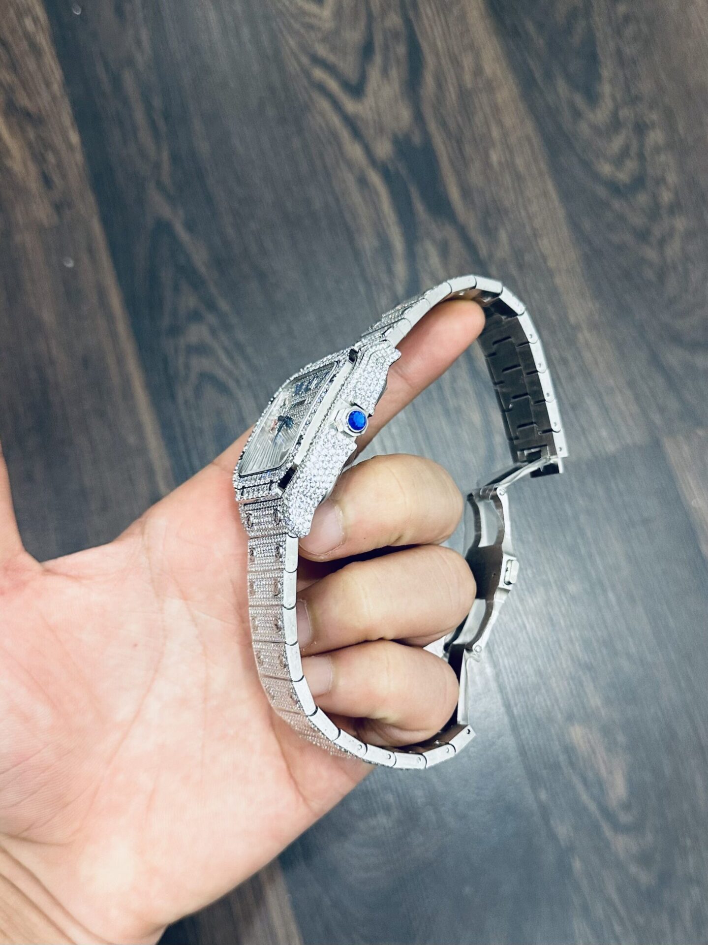 Cartier Santos Replica Watch Full CZ Metal Wire 39.8mm