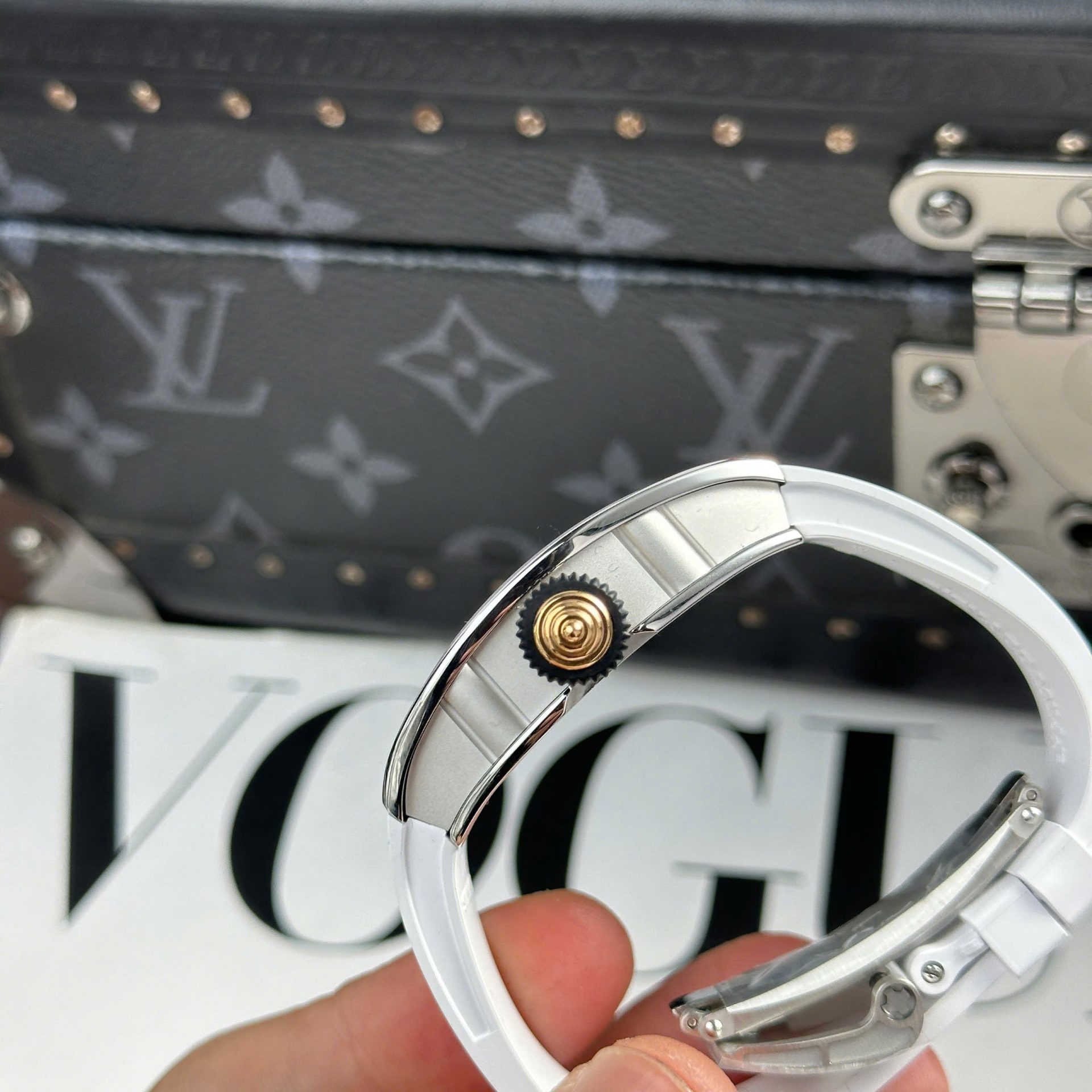 Richard Mille RM07-01 Best Replica Watches Diamonds White Rubber Strap ZF Factory 36mm