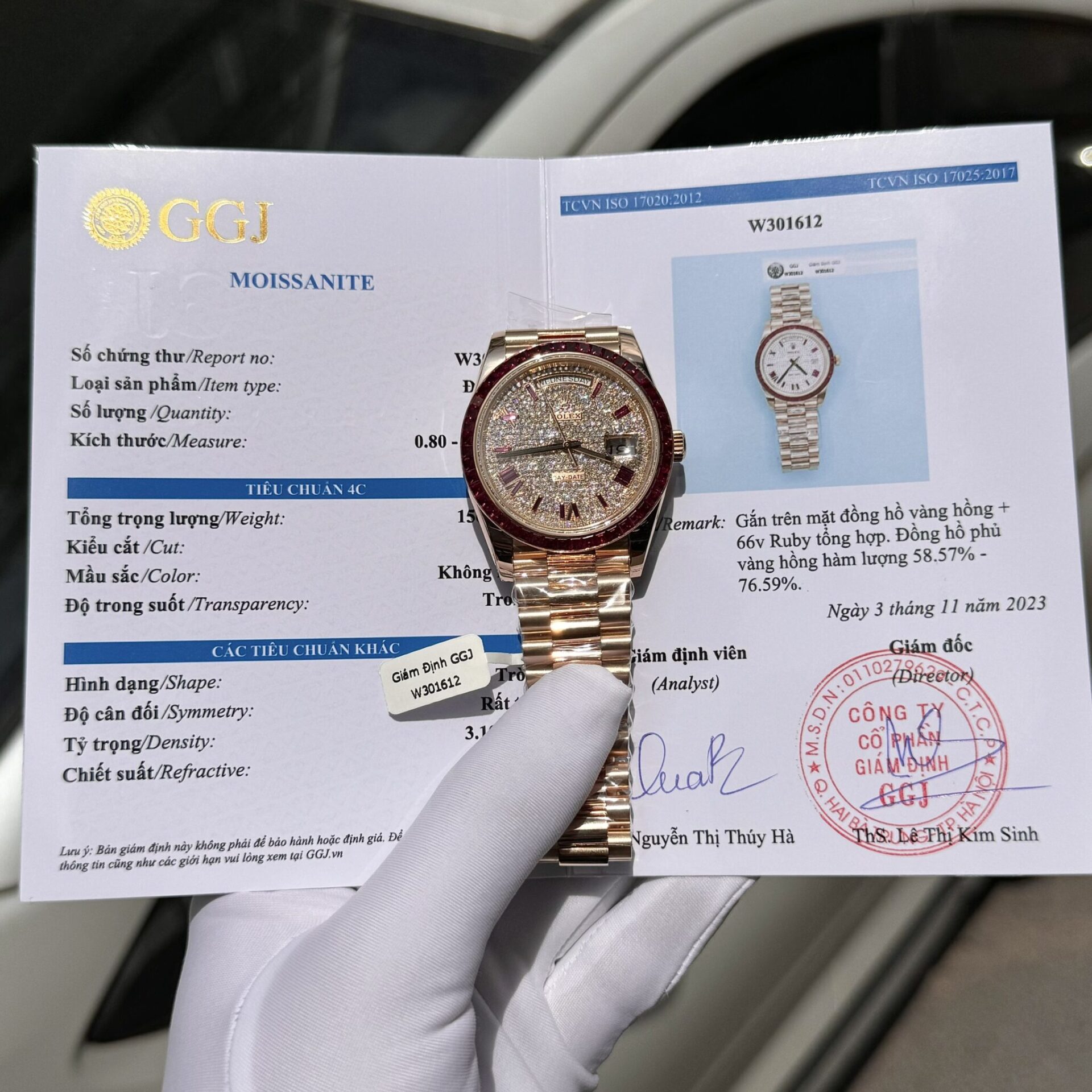 Rolex Best Replica Watch Day-Date Custom Ruby Red Baguette Moissanite Diamonds GM Factory 40mm