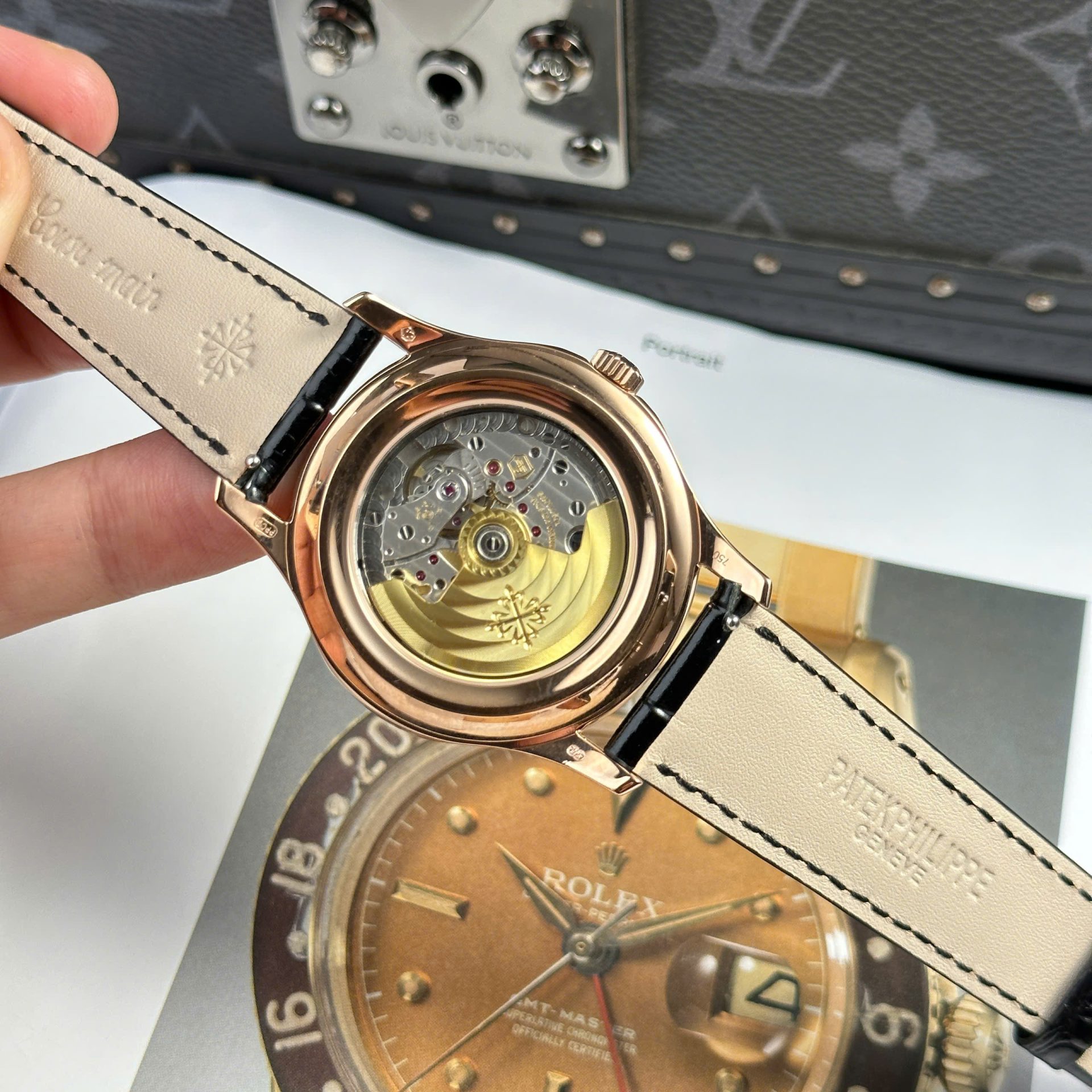 Patek Philippe Complications 5205R Replica Watch Black Dial Rose Gold 40mm