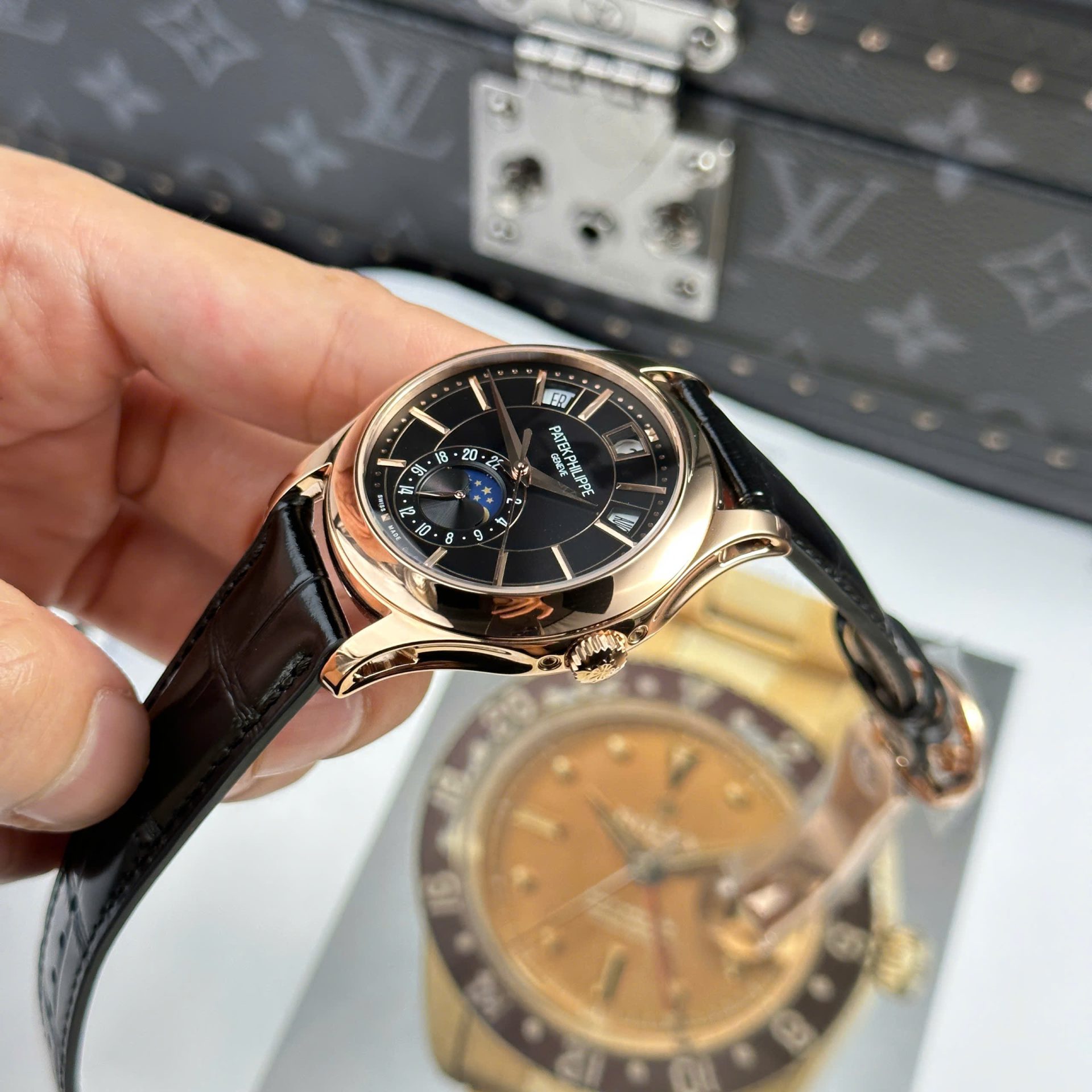 Patek Philippe Complications 5205R Replica Watch Black Dial Rose Gold 40mm