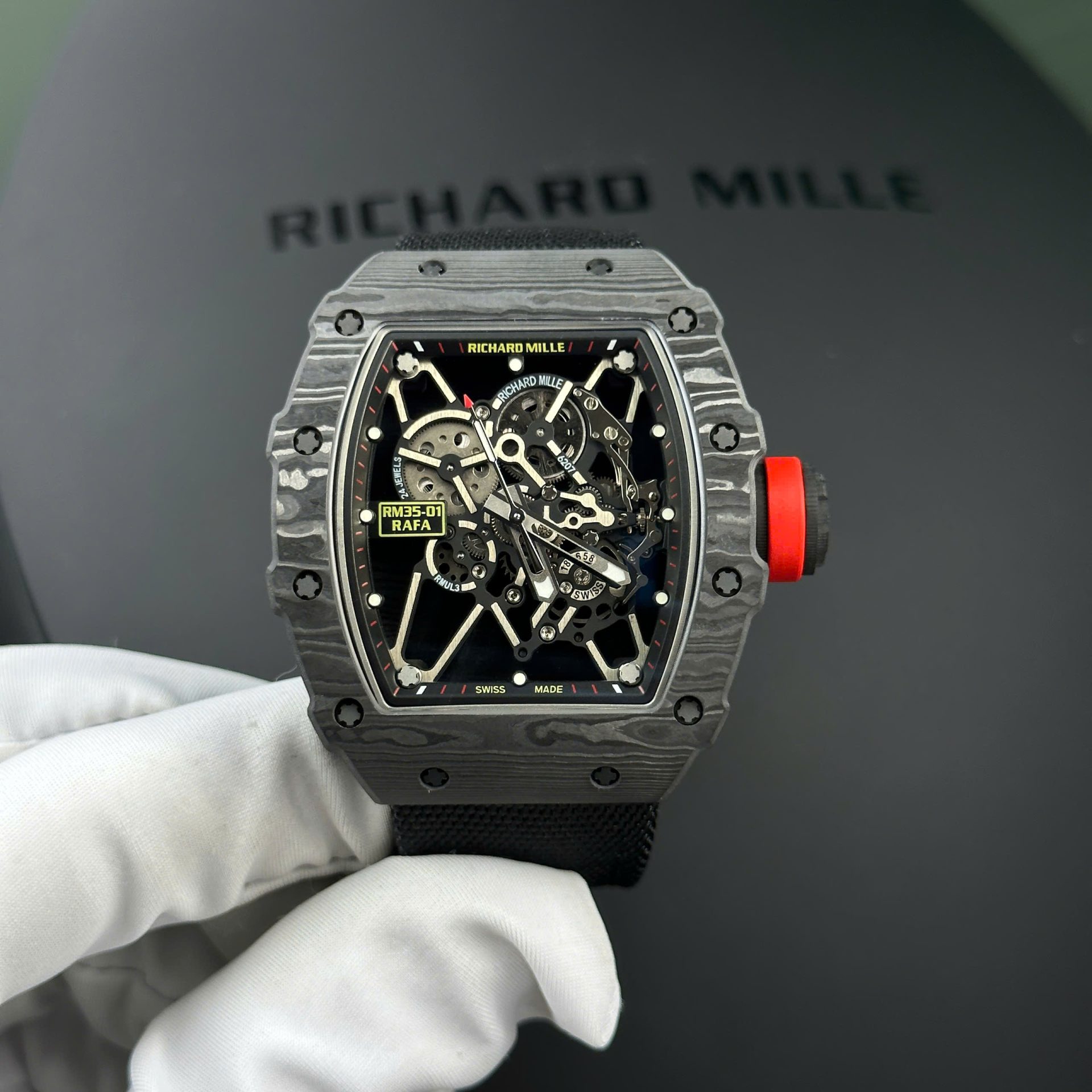 Richard Mille RM35-01 Replica Watch Carbon Case Fabric Nato StrapBBR Factory 44,5x50mm
