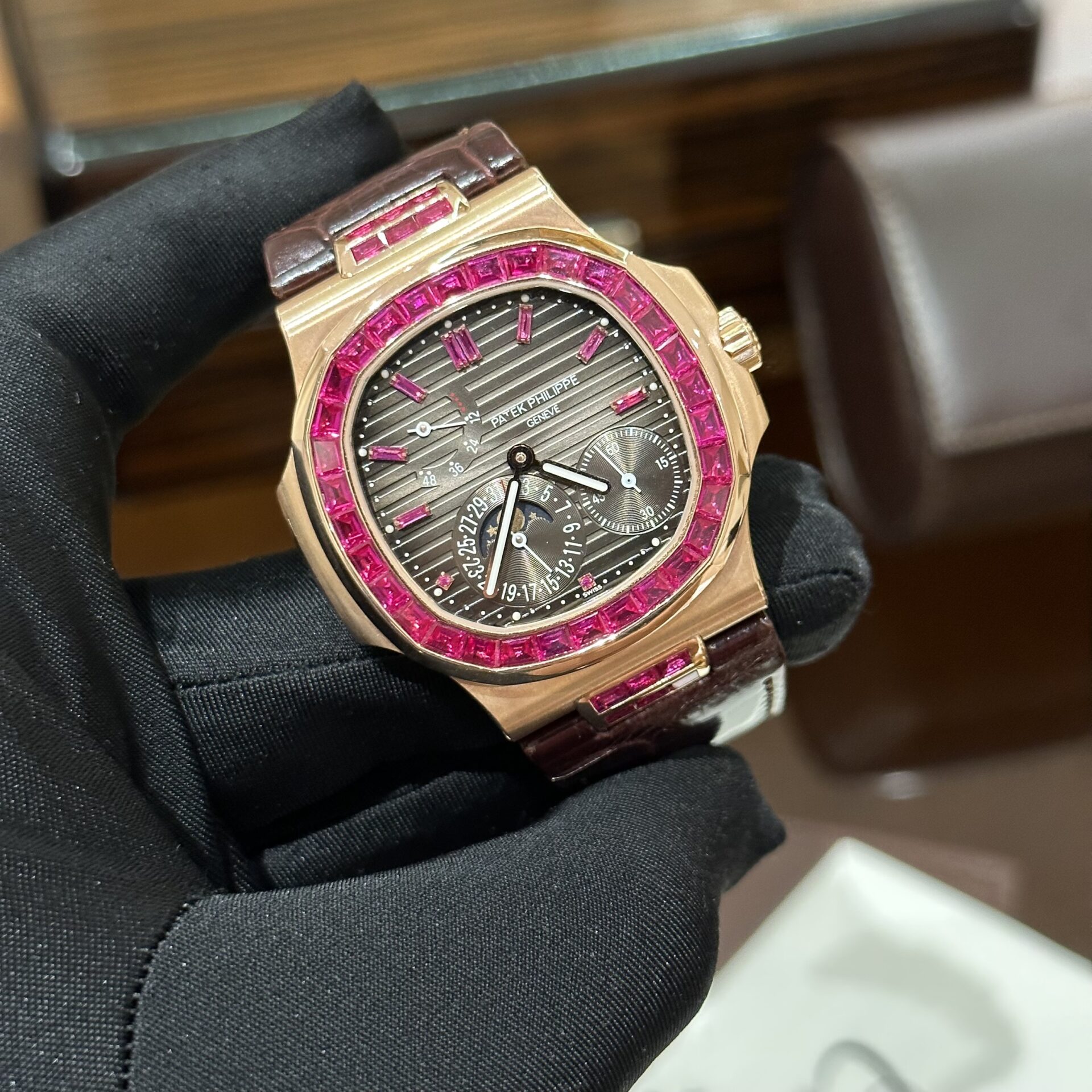 Patek Philippe Nautilus 5724 Gold Wrapped With Ruby Bezel 40mm