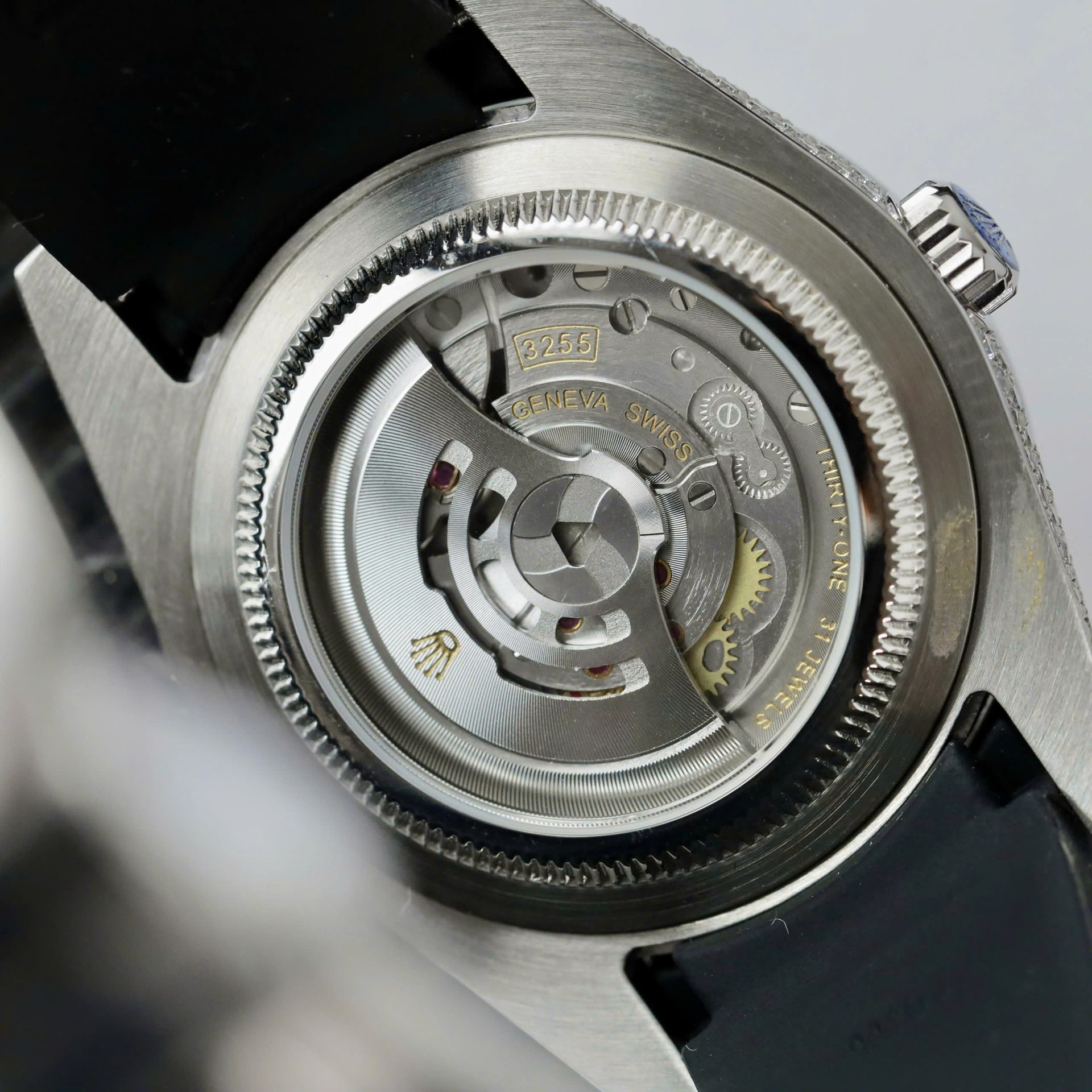 Rolex DateJust Rainbow Fake Watch Rubber Strap 41mm