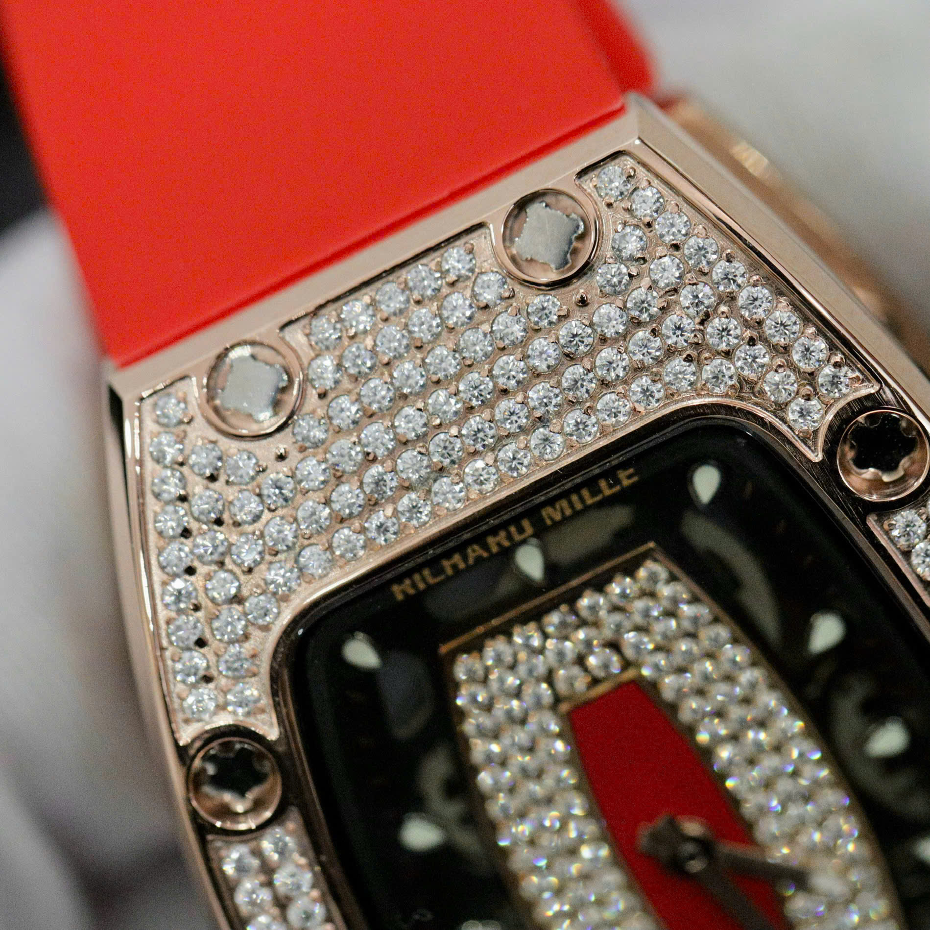 Richard Mille RM007 Replica Watch Custom Moissanite Diamonds Red 36mm