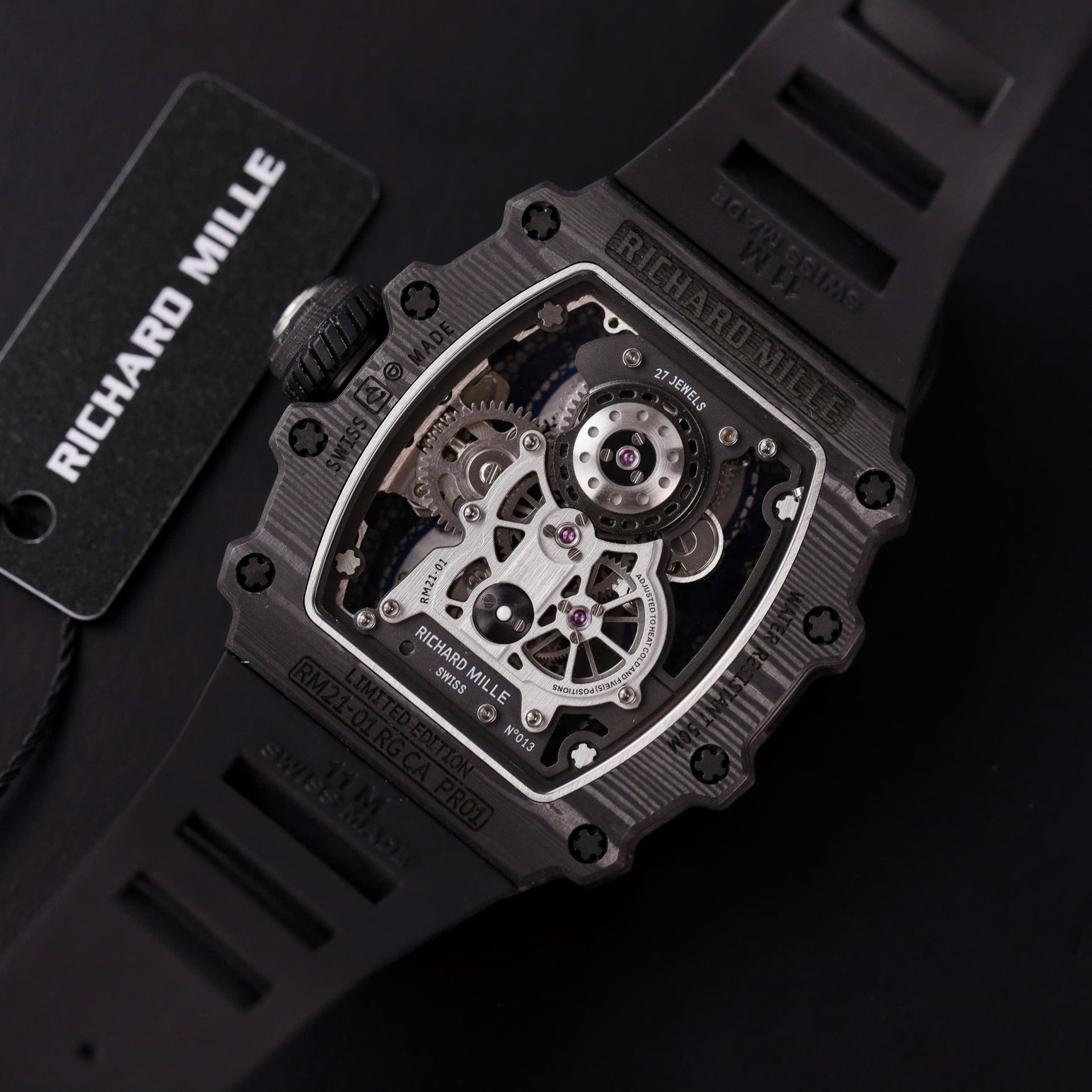 Richard Mille RM21-01 Tourbillon Best Replica Watch Rubber Strap 45mm