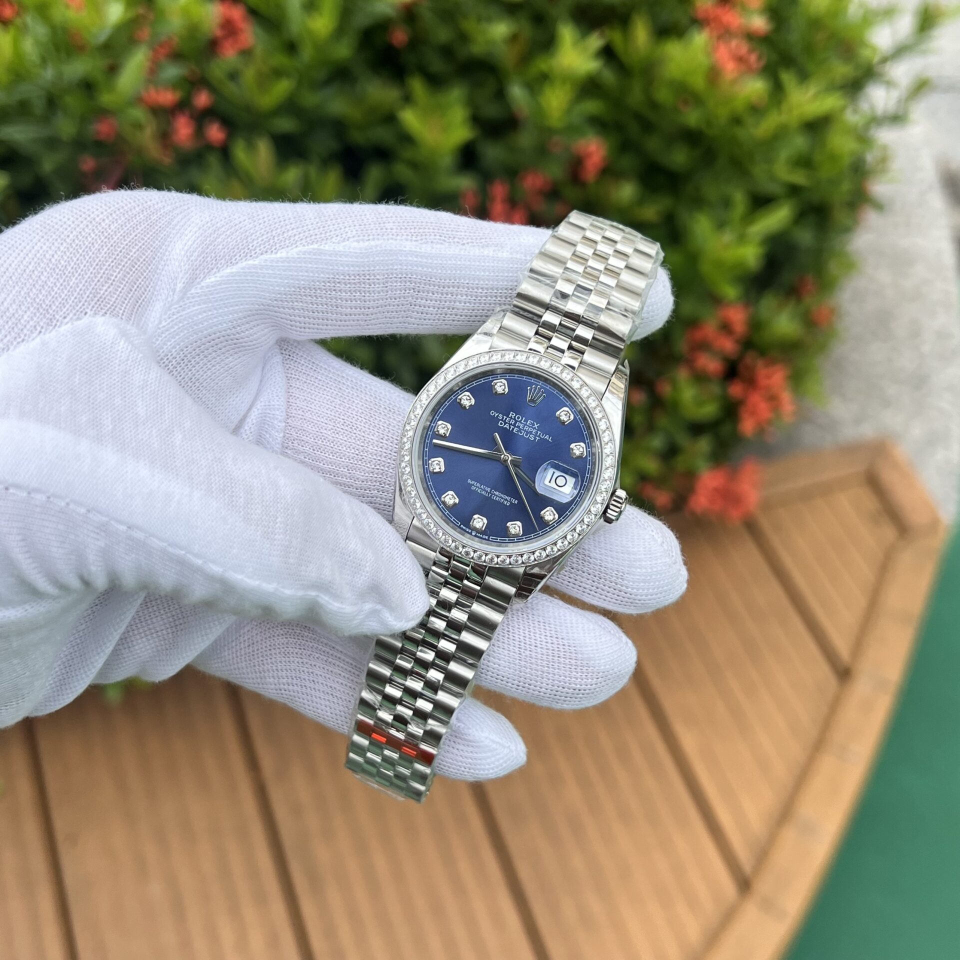 Rolex DateJust Blue Dial Replica 1:1 Watch Jubilee Strap EW Factory 36mm